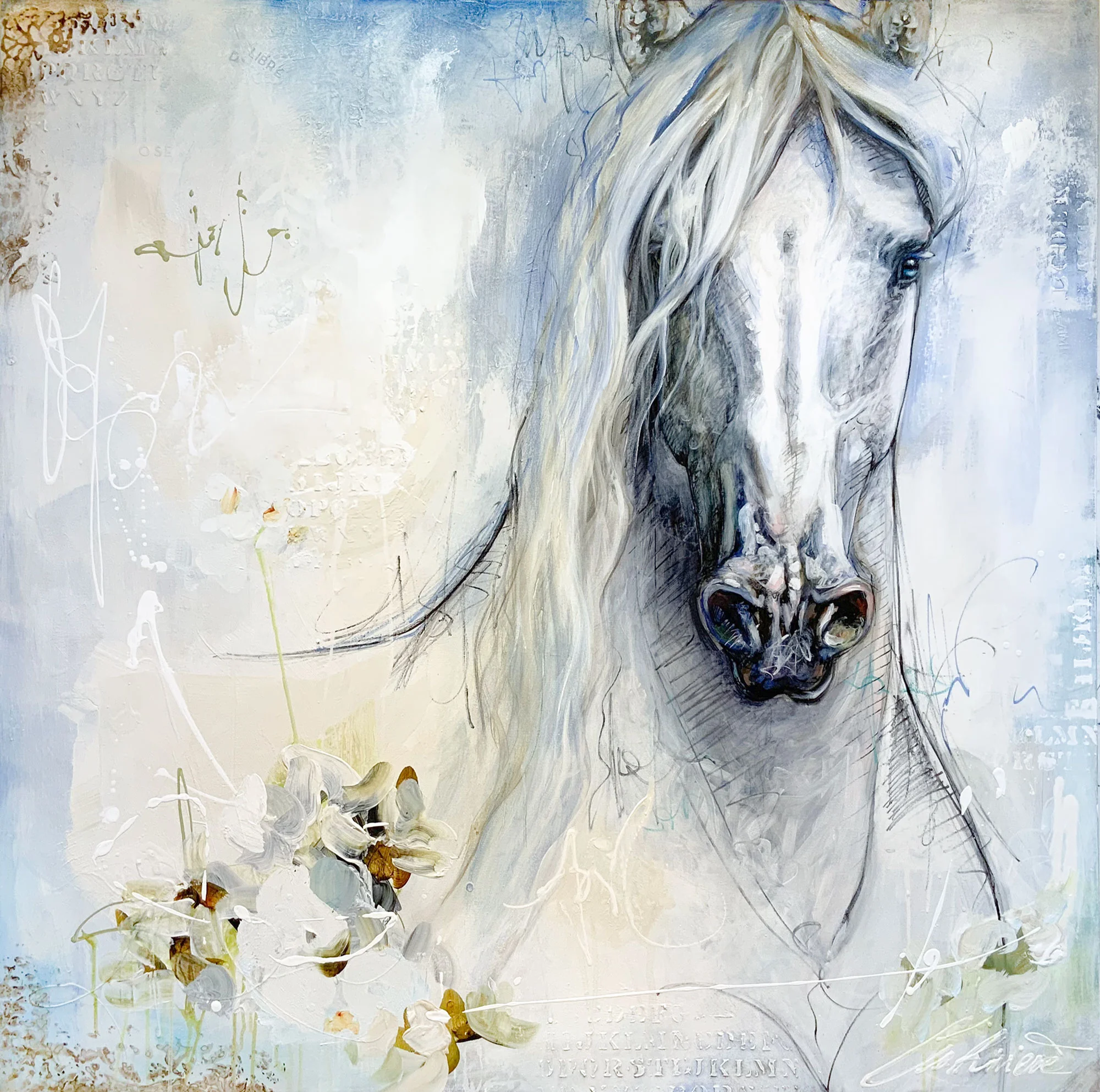 Bleu comme tes yeux (122x122cm) disponible