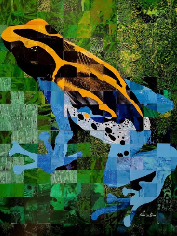   Pixalated Frog  Collage, 28” x 36” 
