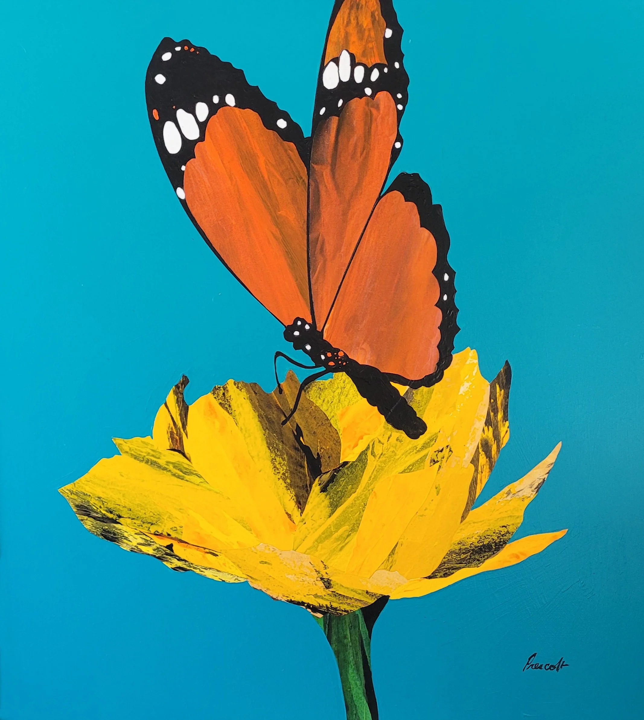   Soft Landing  Collage on board, 34” x 36"  