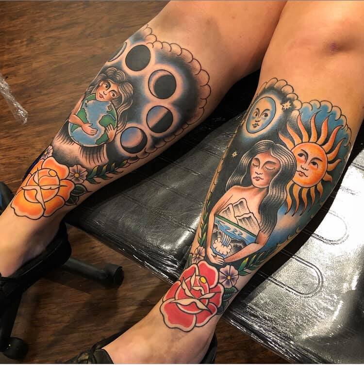 My leg sleeve done by Edu Cerro  FU Tattoo in Santa Cruz American Trad  style  rtattoos
