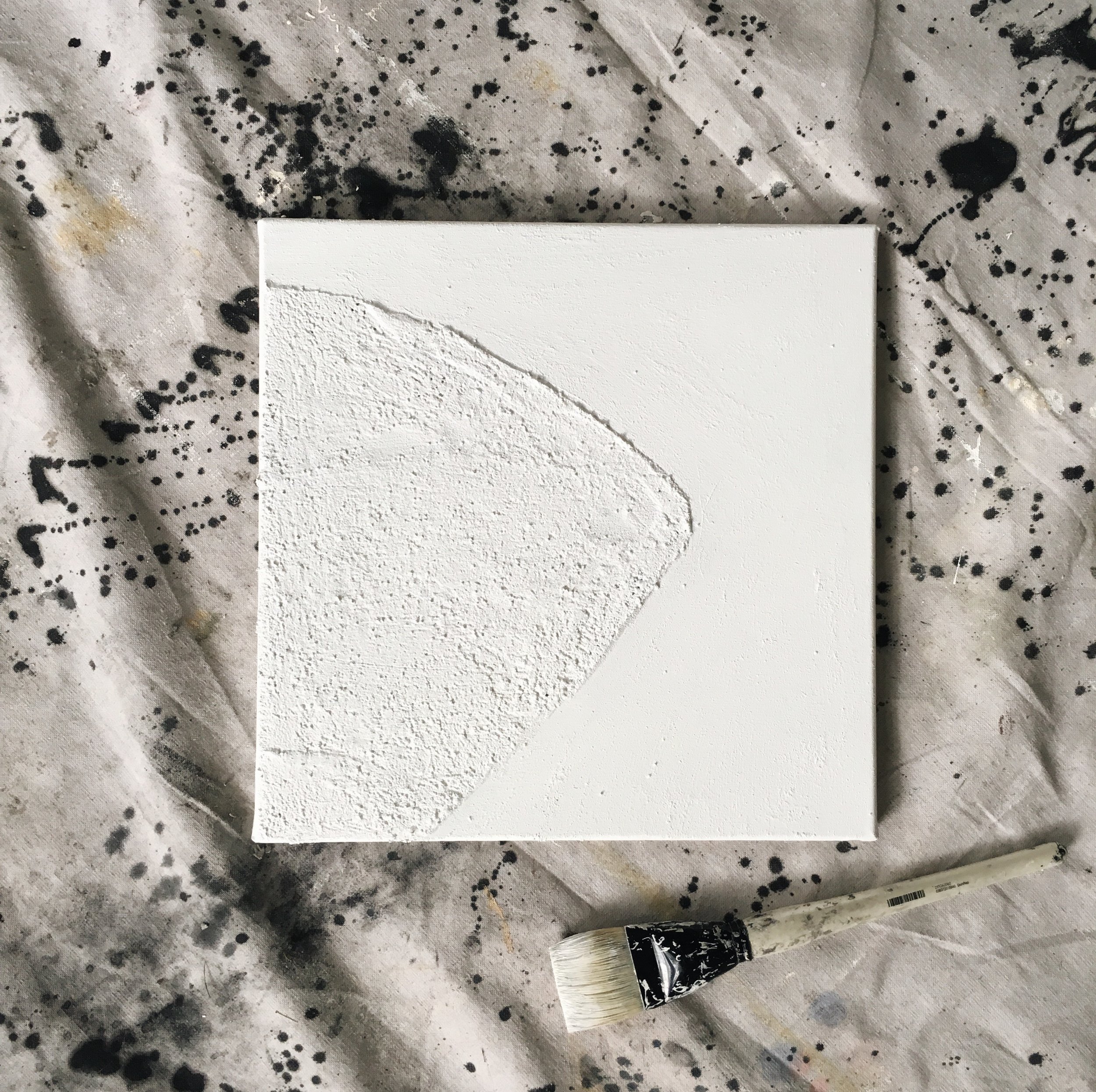 texture in white no. 1 16"x16" acrylic, concrete on canvas $65 all proceeds to Red Cross Houston SOLD