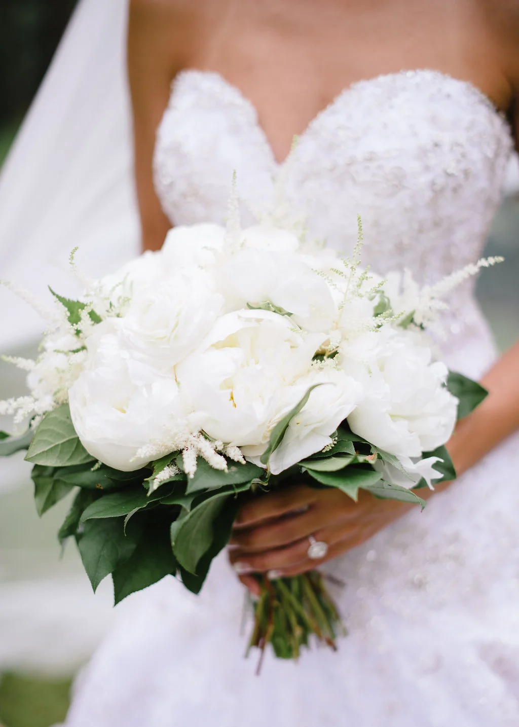 All-white peony bridal bouquet