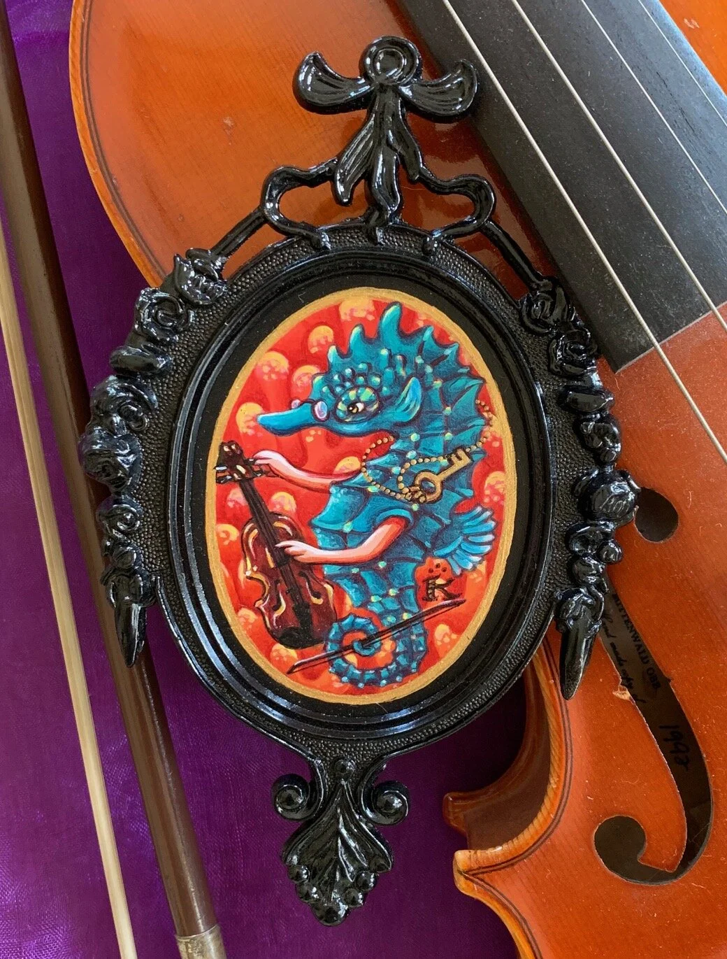 "The Violin Maker", acrylic on panel, 3" x 4" 2018, SOLD
