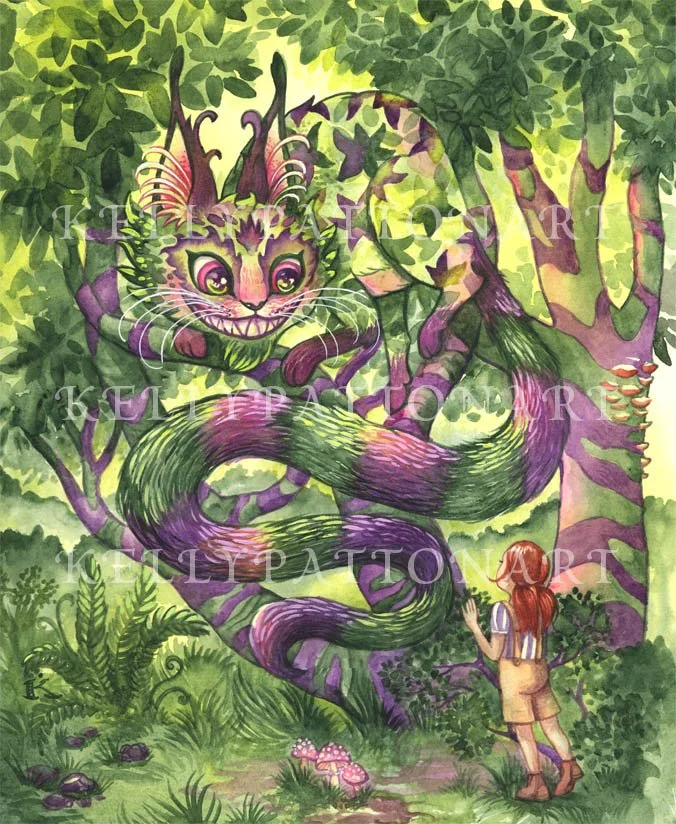  Alice in Wonderland watercolor illustration. 