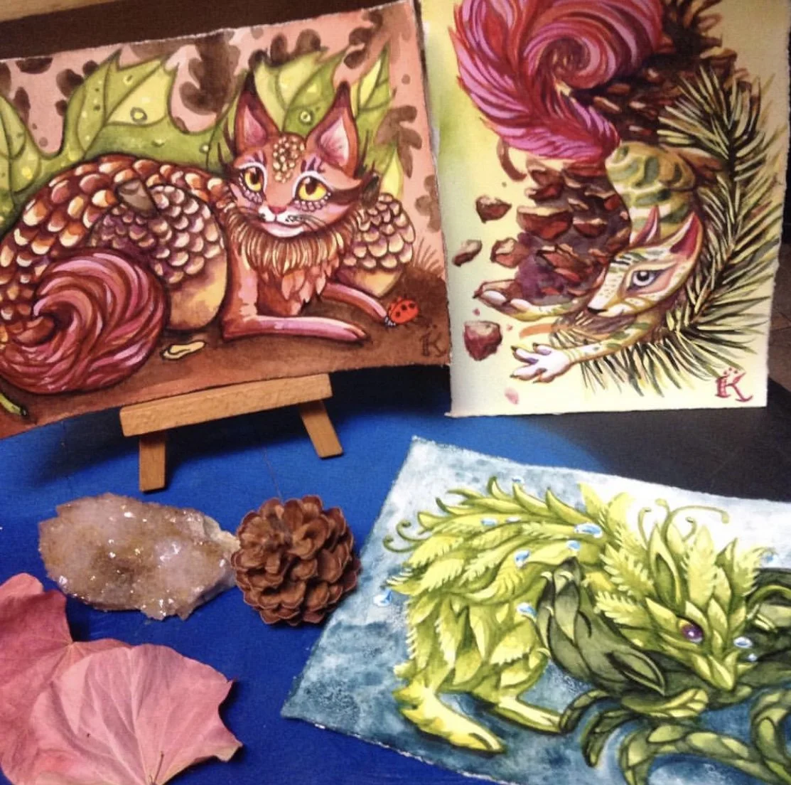  Tiny watercolor paintings, 4” x 6” 