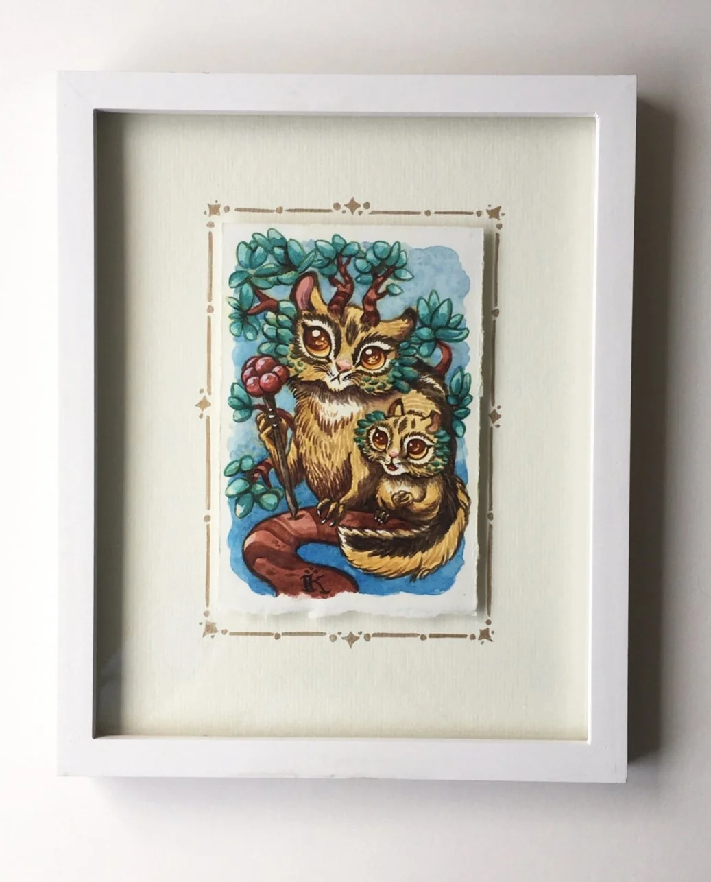 "Chipalope" watercolor in frame, 8" x 10"