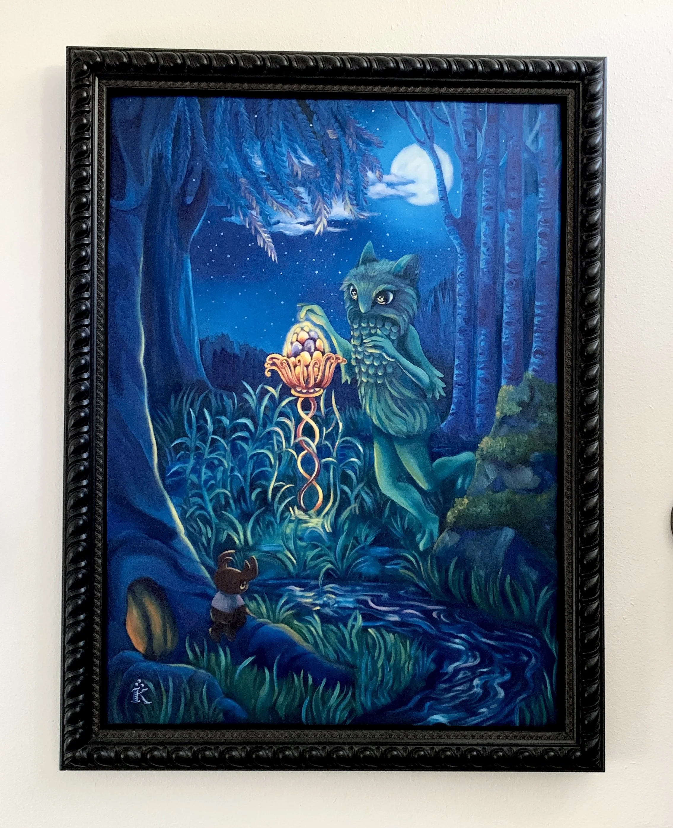 "Shapeshifter" oil on canvas framed, 30" x 45"