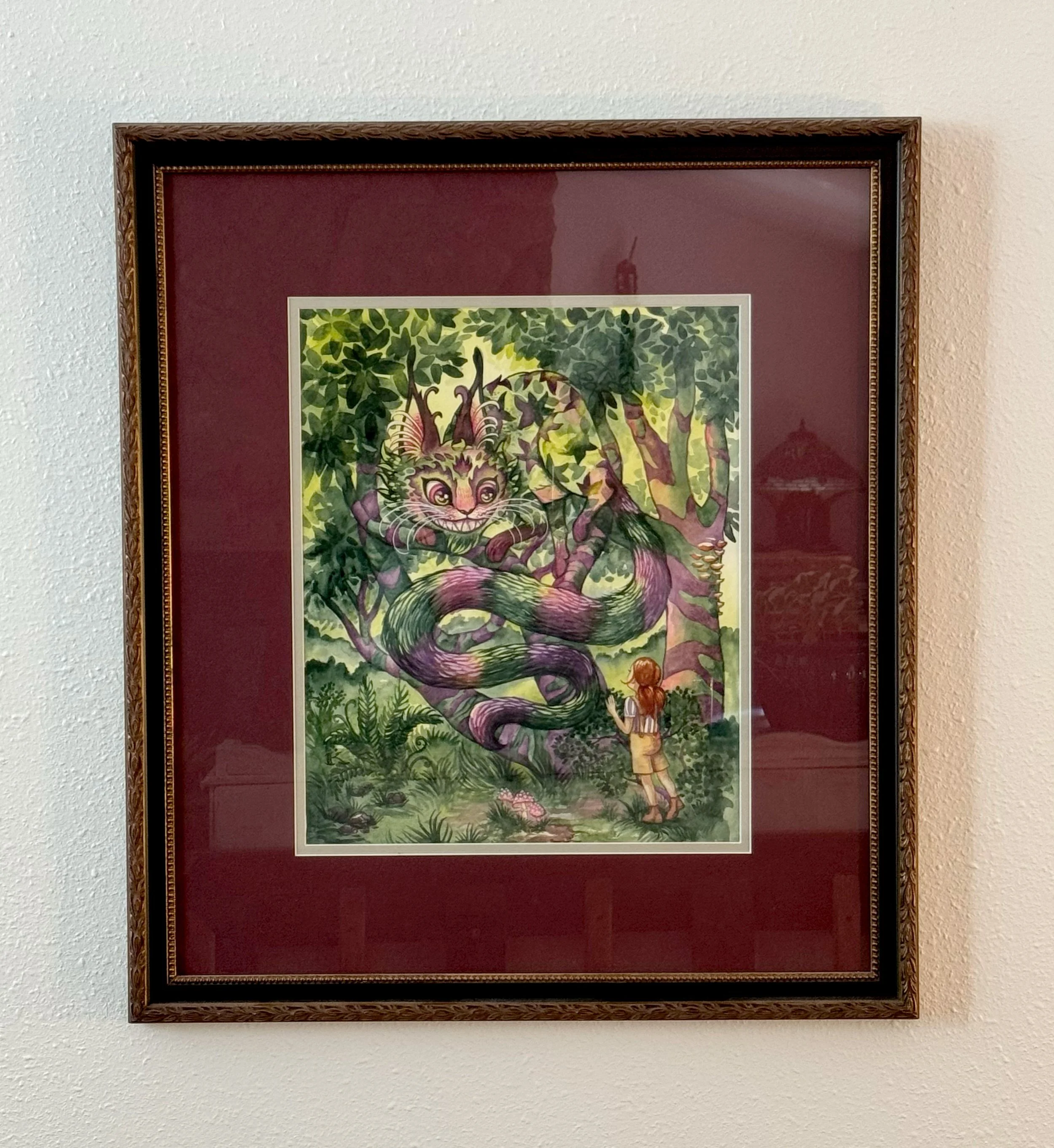   This piece will be available on Friday September 6th, 2024 at 6:00pm MST!   "Cheshire Cat" watercolor, 16" x 20", 2020, $500  To purchase this painting, please contact the gallery at 303-974-5172. &nbsp;  We are happy to ship the painting if you ar