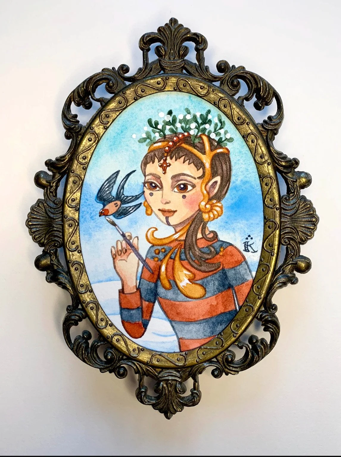   This piece will be available on Friday September 6th, 2024 at 6:00pm MST!   "Mistletoe Elf" watercolor, 3" x 5", 2022, $80  To purchase this painting, please contact the gallery at 303-974-5172. &nbsp;  We are happy to ship the painting if you are 