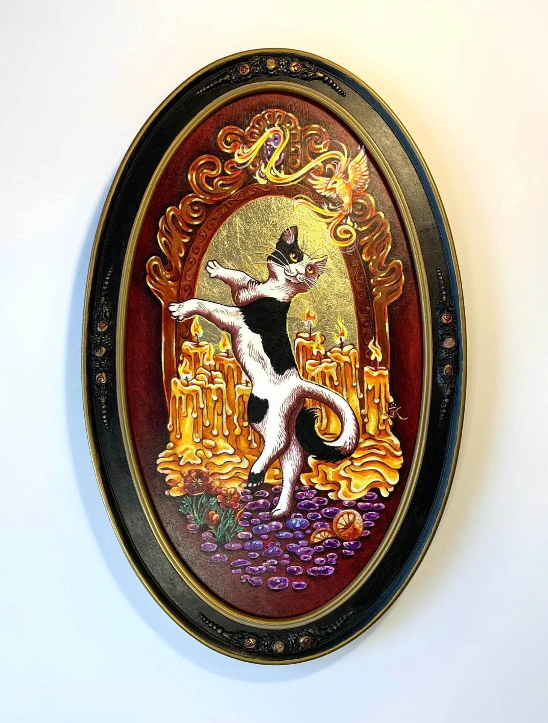   This piece will be available on Friday September 6th, 2024 at 6:00pm MST!   "Sun Catcher" acrylic and gold leaf on panel, 12" x 18", 2021,  SOLD   To purchase this painting, please contact the gallery at 303-974-5172. &nbsp;  We are happy to ship t