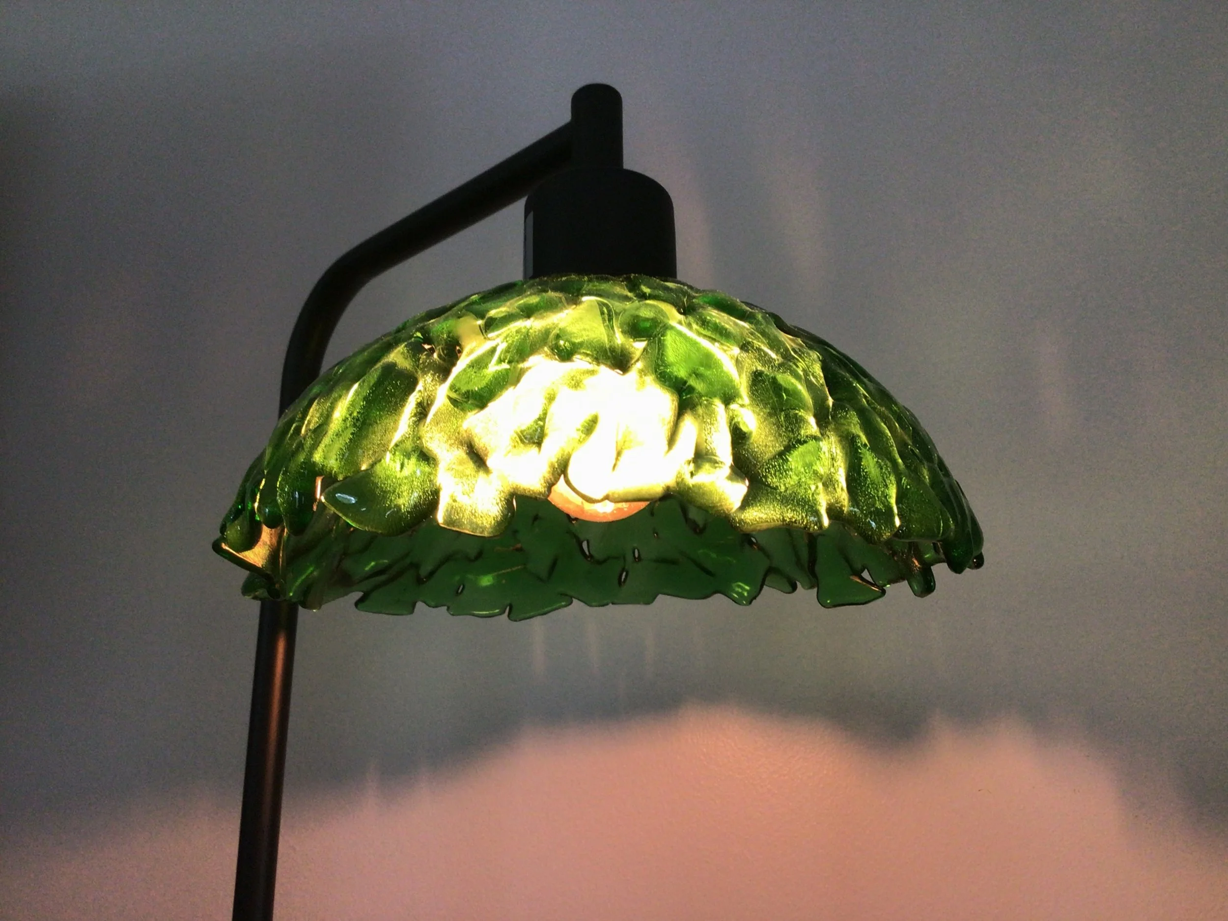 Recycled bottle glass lamp