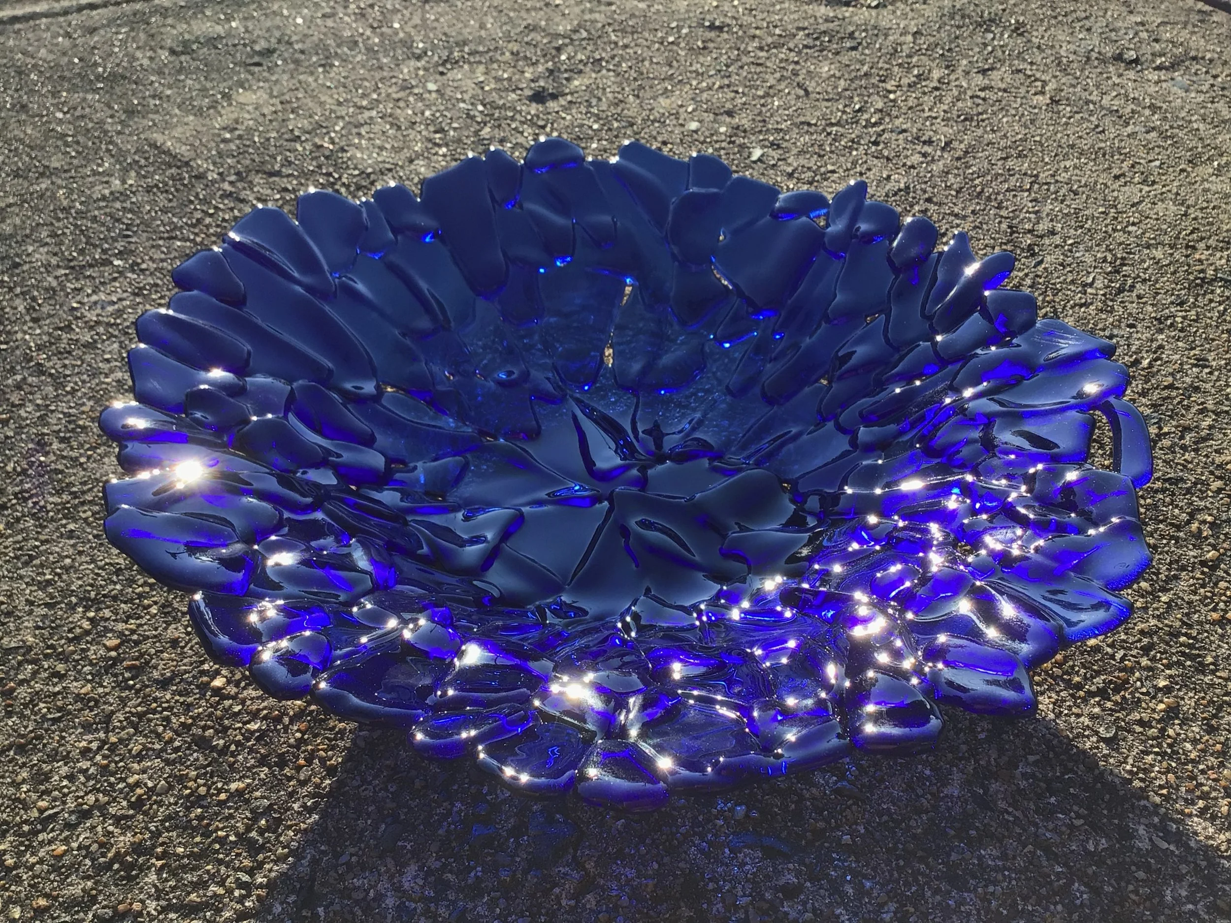 Cobalt recycled bottle glass bowl