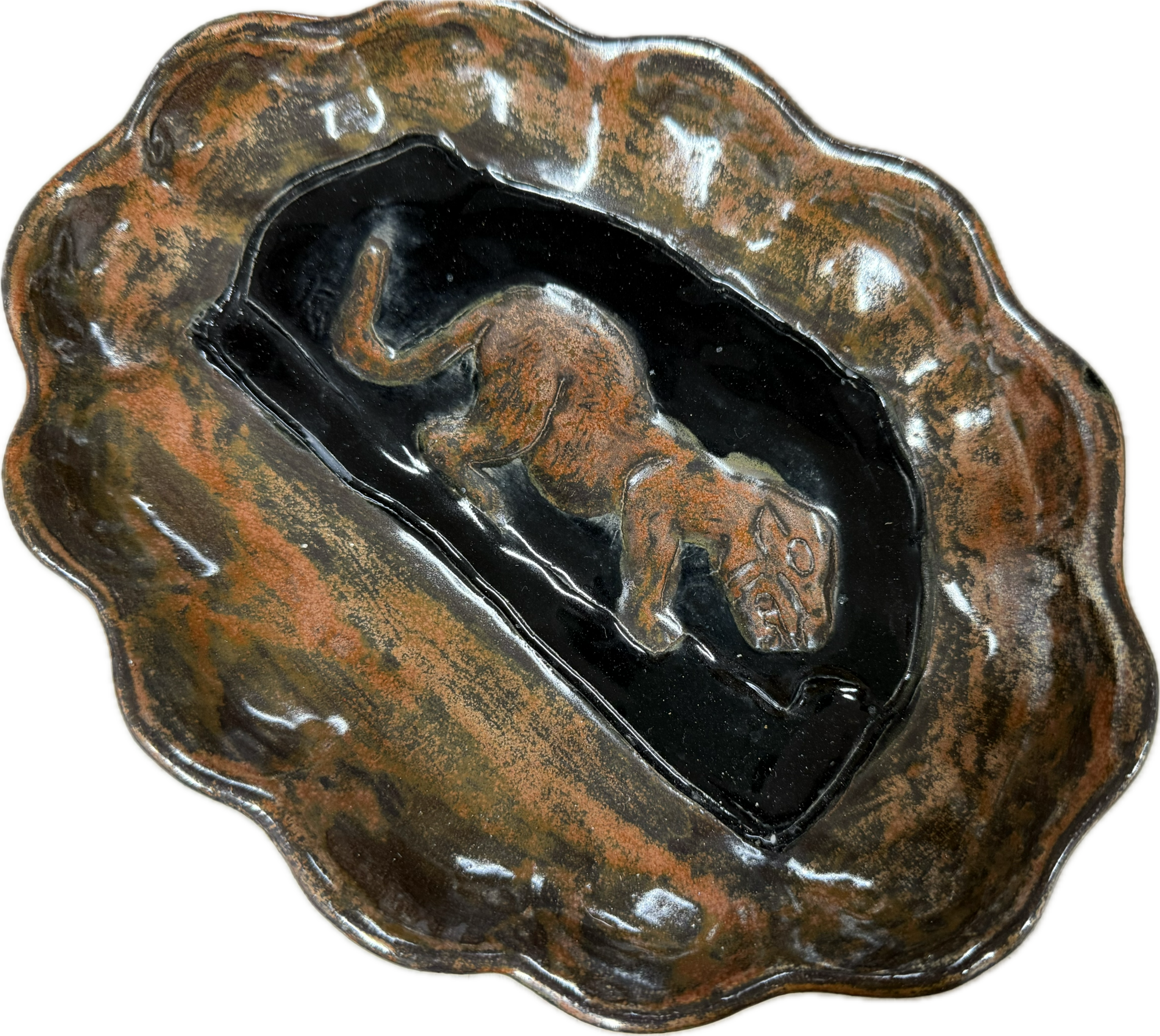 Stoneware Jaguar Dish