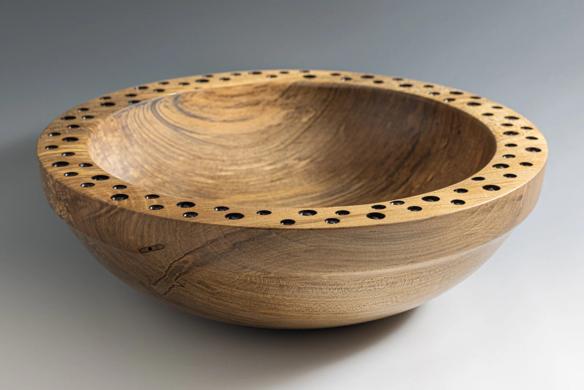 Large Maple Bowl with Rotary Carved Rim