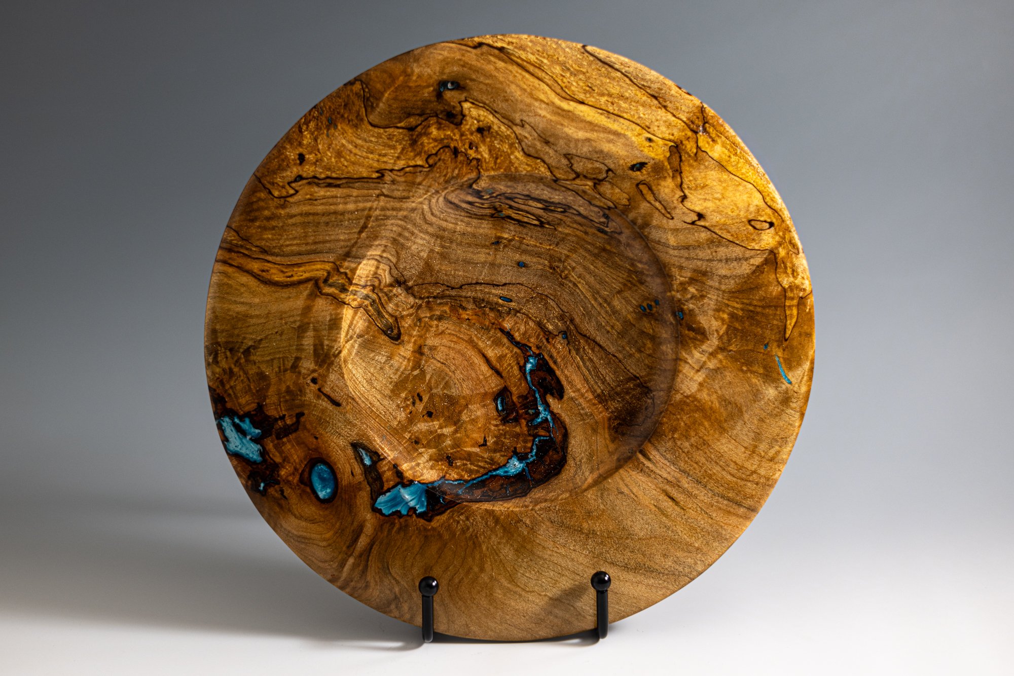 Maple Platter with Turquoise Inlay