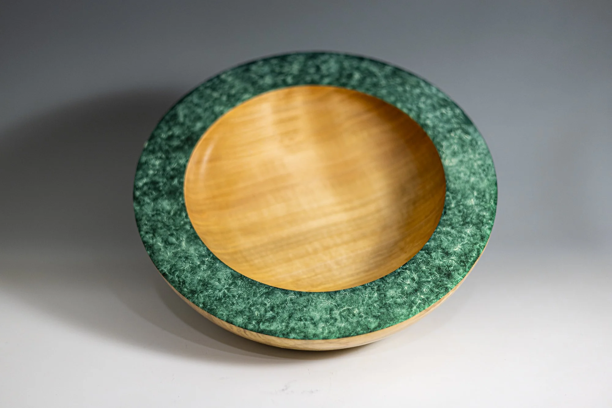 Poplar Bowl with Green Iridescent Rim