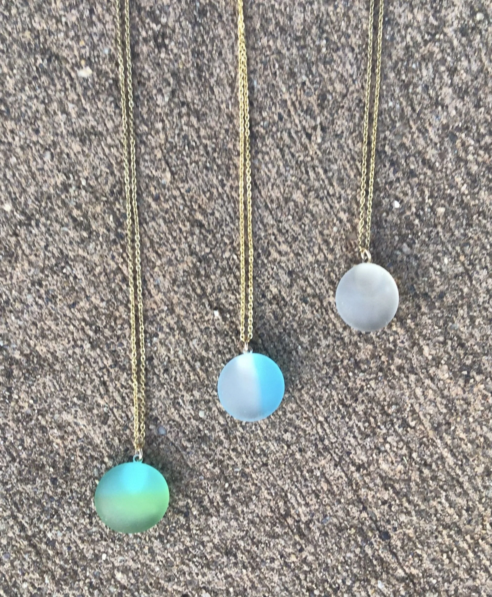 Gold-filled cane glass necklaces (3)