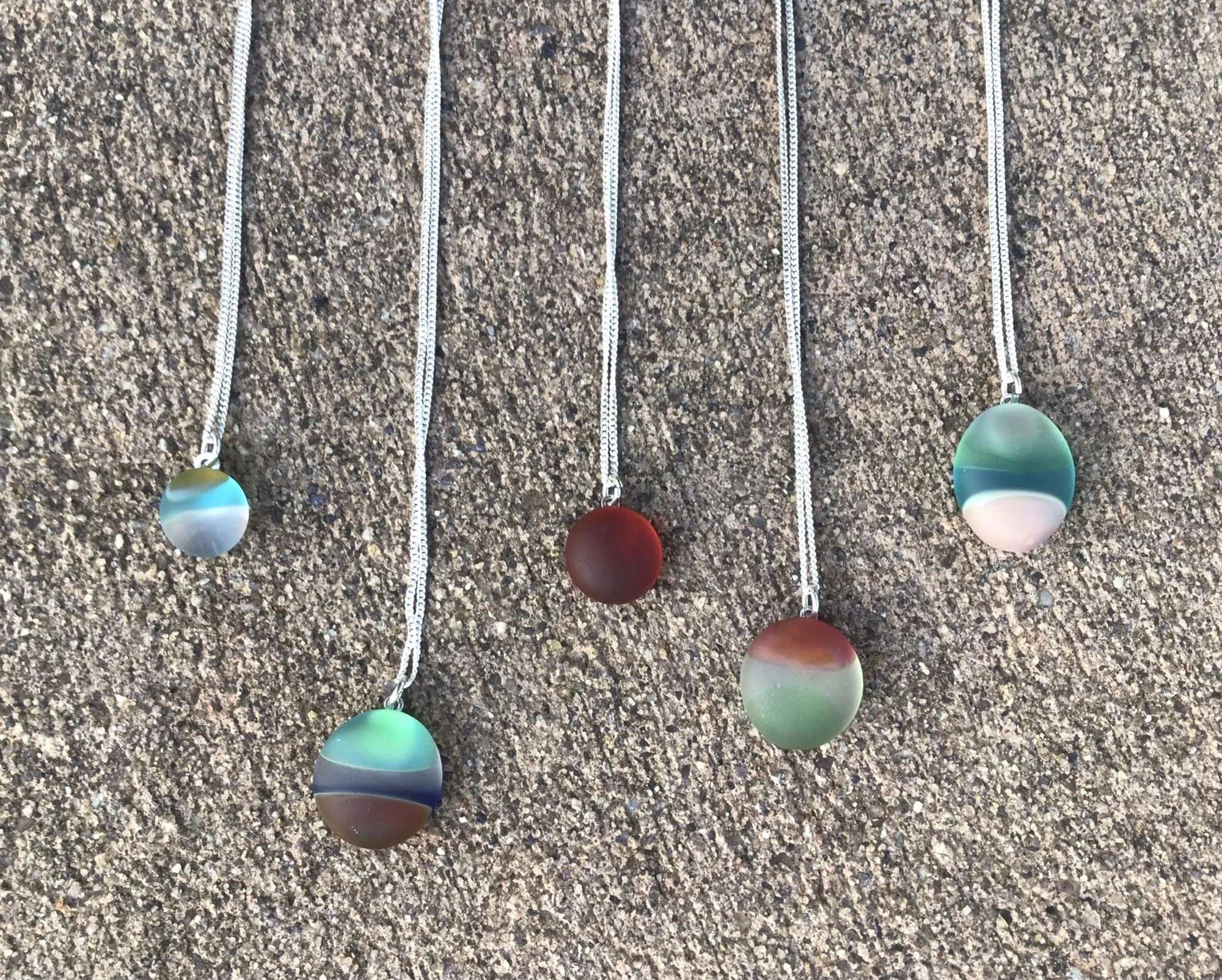 Sterling Recycled Cane Glass Necklaces (5)