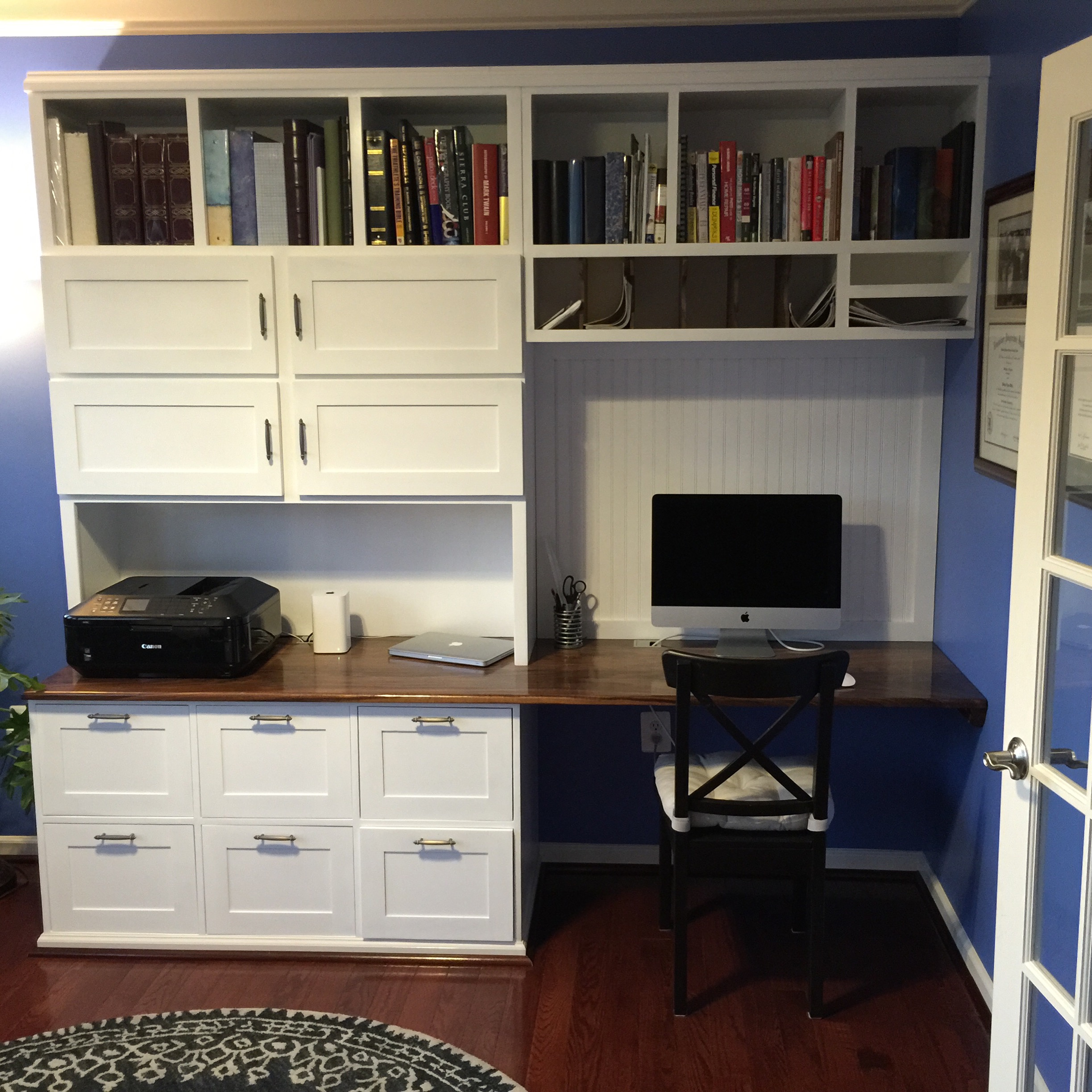 Full size built-in with solid walnut desk.