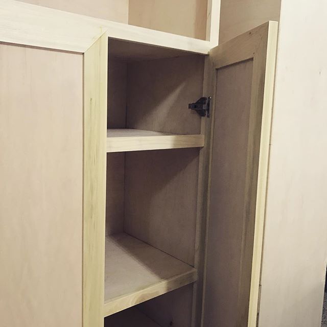 And now with the doors built and  attached.  I also got the drawer boxes built! #hafelehardware #woodworking #cabinet #builtin