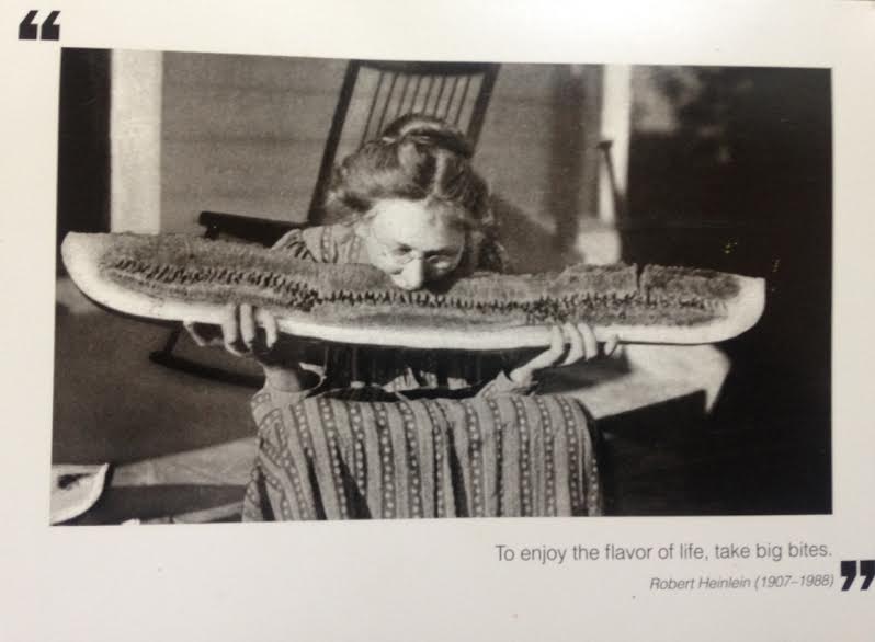 This is a card Laura sent Kim, that she keeps in her office, to encourage her to keep chewing harder.