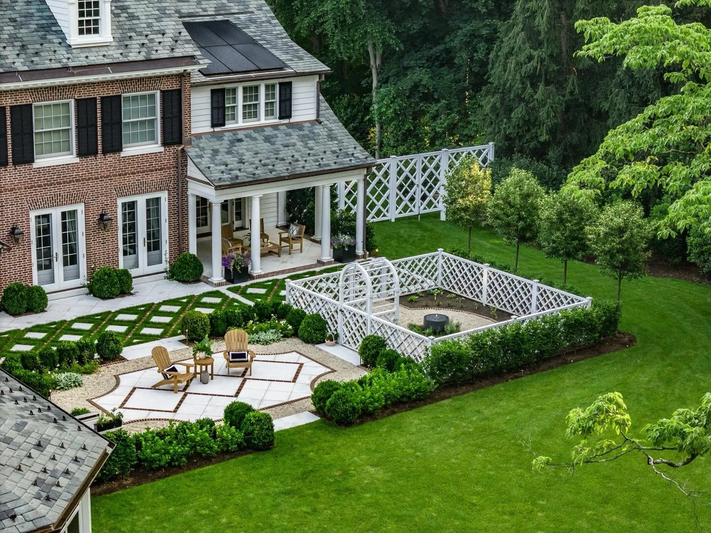 A series of outdoor rooms designed to extend the home into the landscape &mdash; structured, inviting, and quietly elegant&hellip;.made for gathering, strolling, and lingering.

Team credits @vanderhornarchitects @mrs.rustici @yankeecustombuilders  #