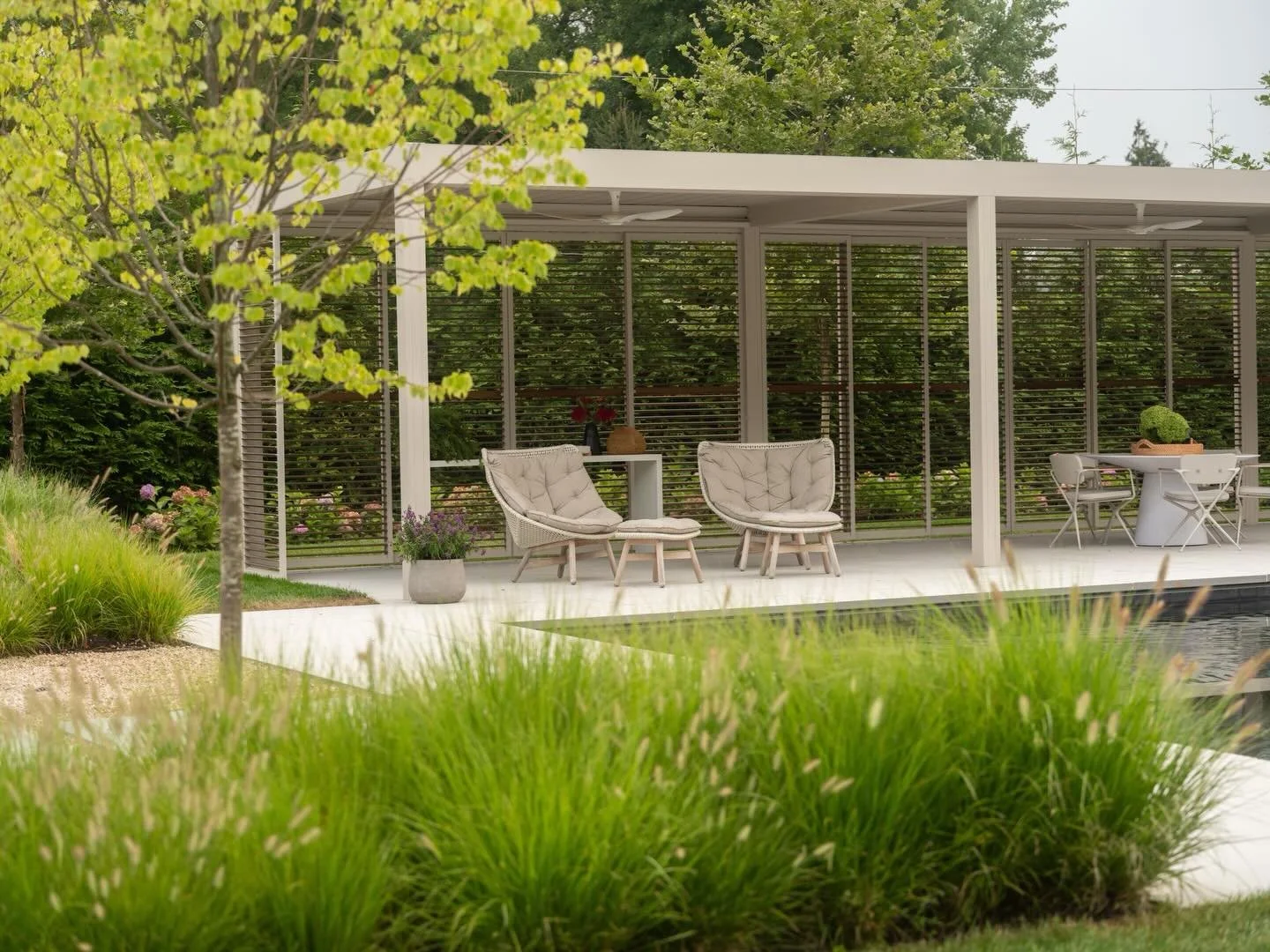 Summer dreaming.  Light, structure, and stillness&mdash;set gently into the garden.

#LandscapeDesign #OutdoorLiving #BackyardInspiration #OutdoorStyle #GardenRoom PoolsideLiving 

Team credits @cumlaudegroup @moranogroup @monicafrieddesign @rosamund