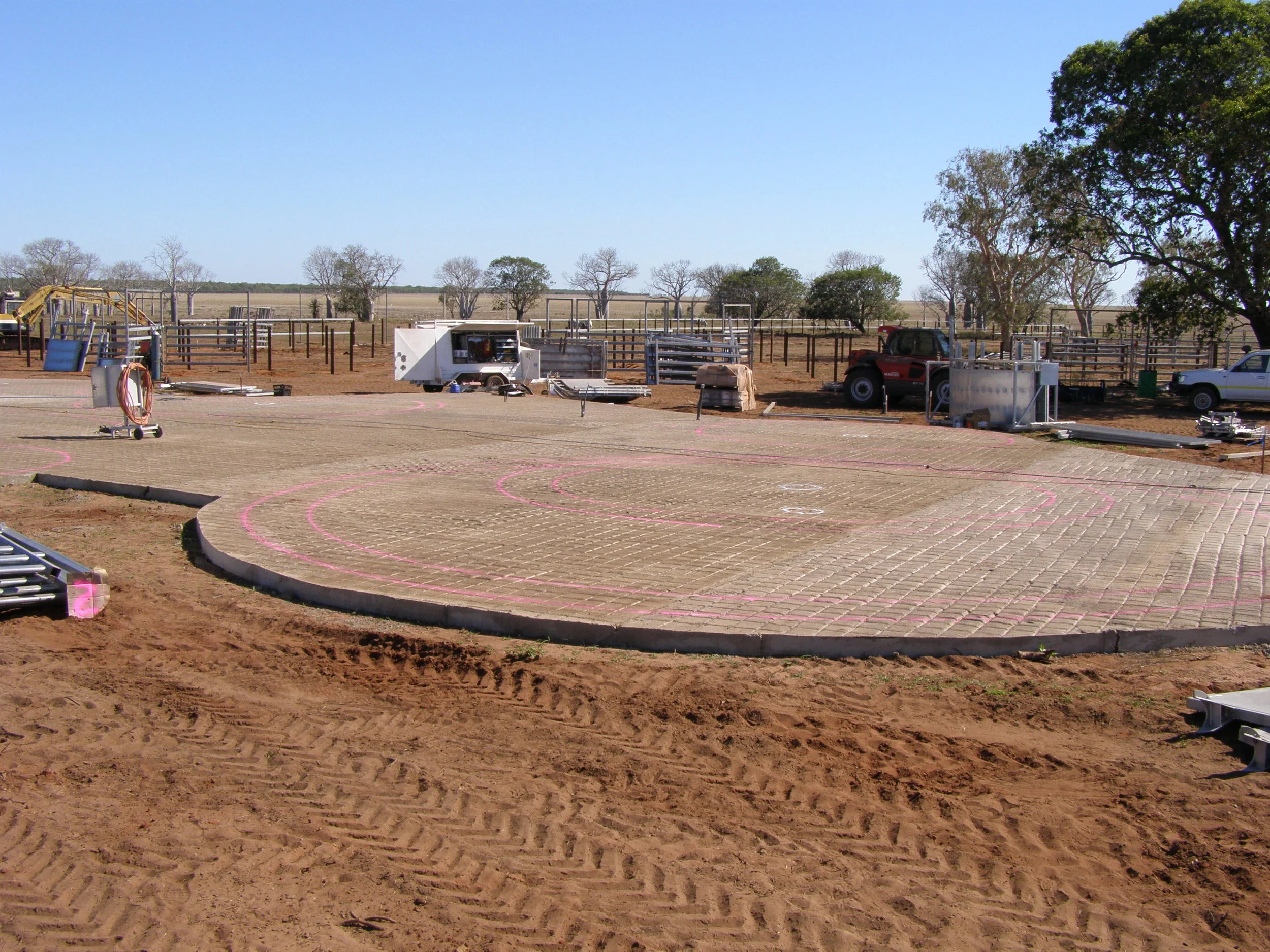 Concrete slab, ready for yards to be installed on it.