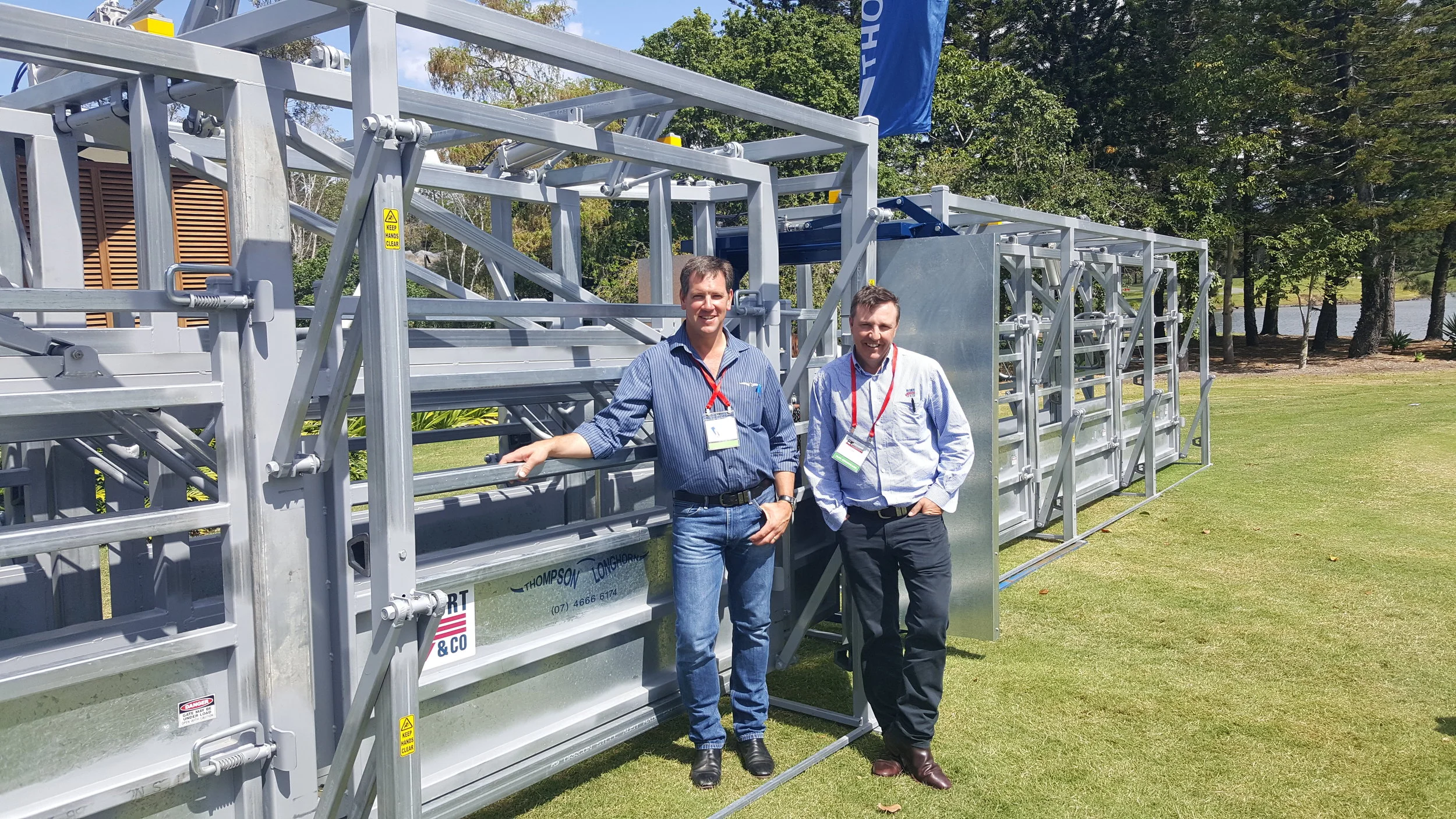 Byron Wolff (Thompson Longhorn) & Scott Braund (Mort & Co) showing off the prototype Dual to Single Laneway