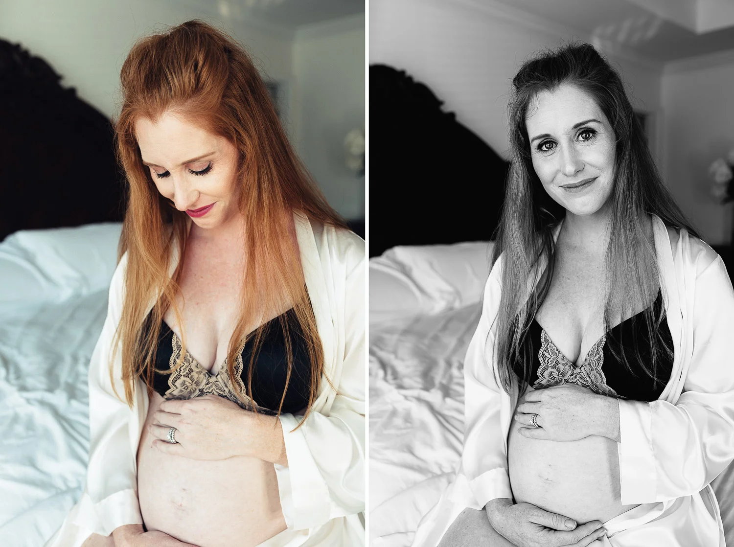 In the image on the left I asked her to look down and take a moment, forget about me and my camera, and just think about how wonderful it is to be creating this new life, allow yourself to feel how beautiful this is, all of it. The image on the right is the result. I'd say those are definitely tears of joy.