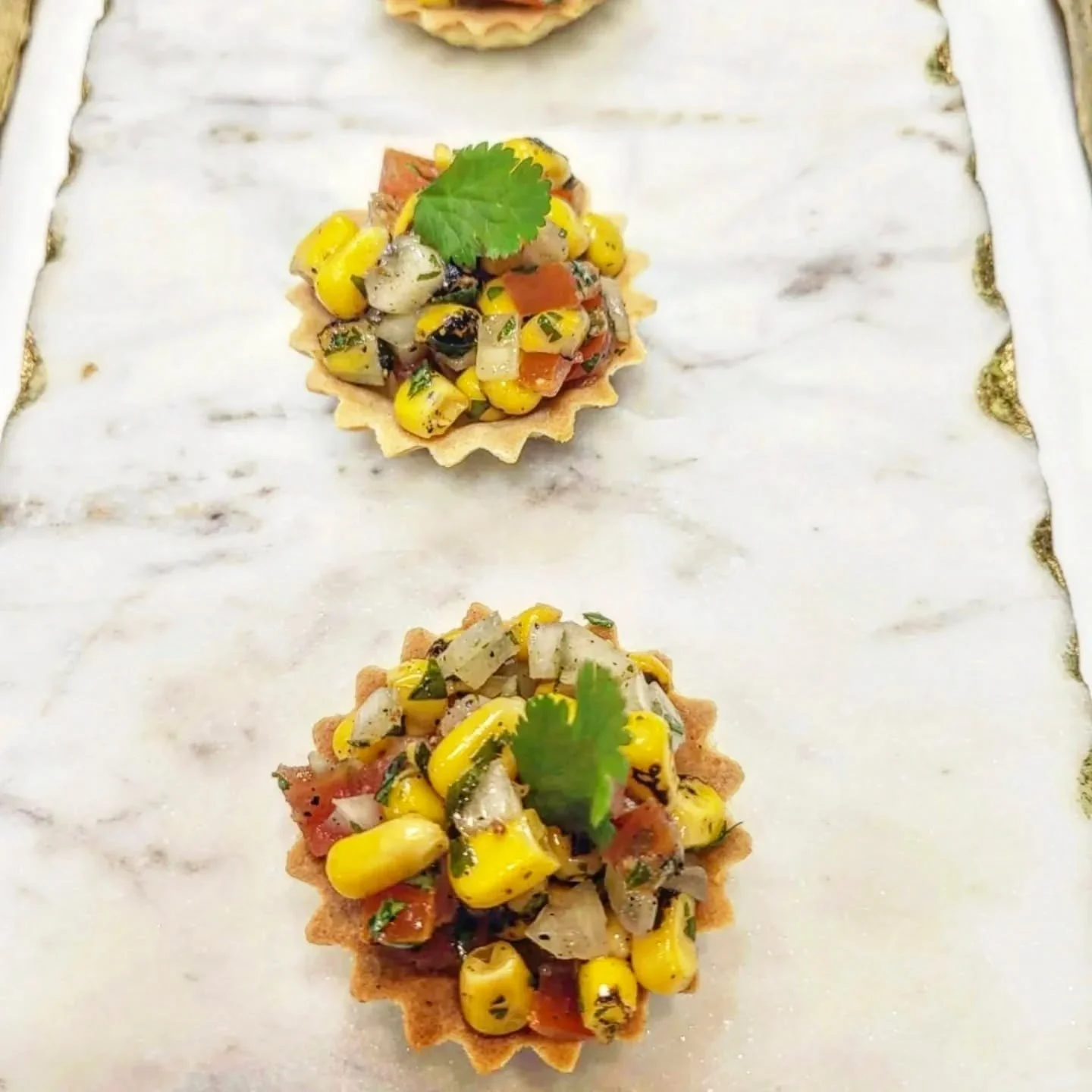 Roasted Corn &amp; Pico de Gallo Bite - Fresh &amp; Crispy 

A Perfect Bite On A Hot Day 

New Vegan Canap&eacute; Option 🔪
