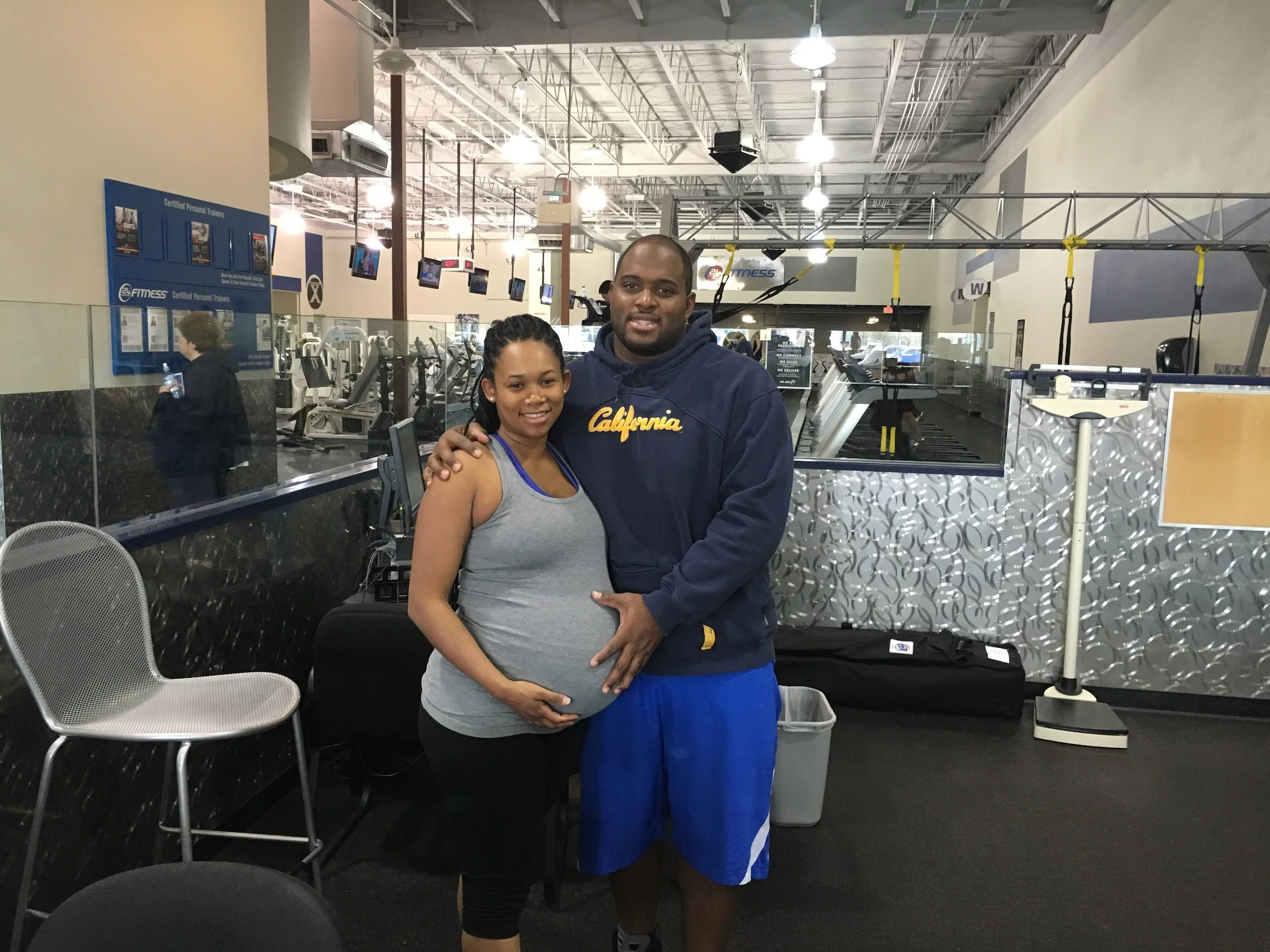 At the gym supporting my wife Amena. One more month until junior arrives!