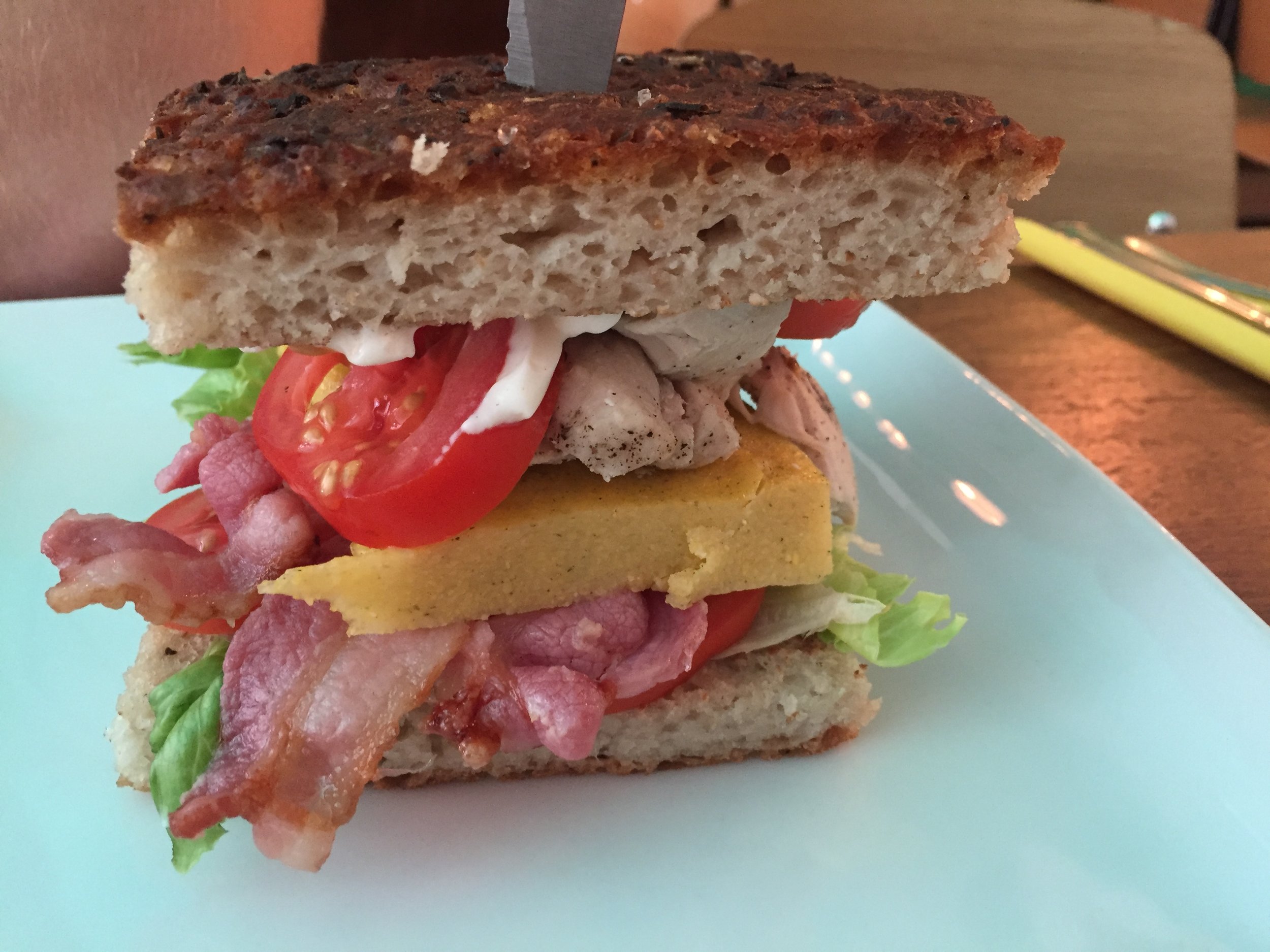 This was my favorite item that we ordered. Their gluten free bread is actually really good and probably the most flavorful thing on the menu. I could have done without the giant chunk of polenta in there, so I did. I took it out and the rest of the sandwich was delicious.