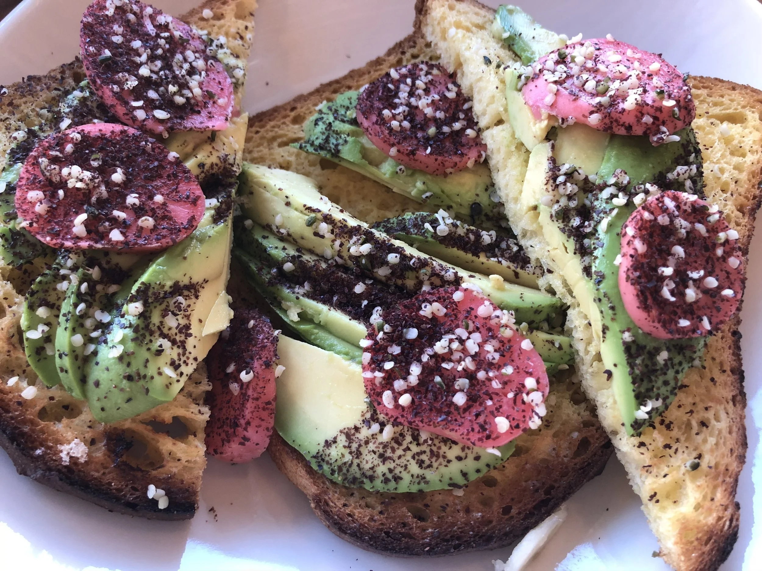Gluten Free Avocado Toast The pickled radishes were a great touch and looked beautiful