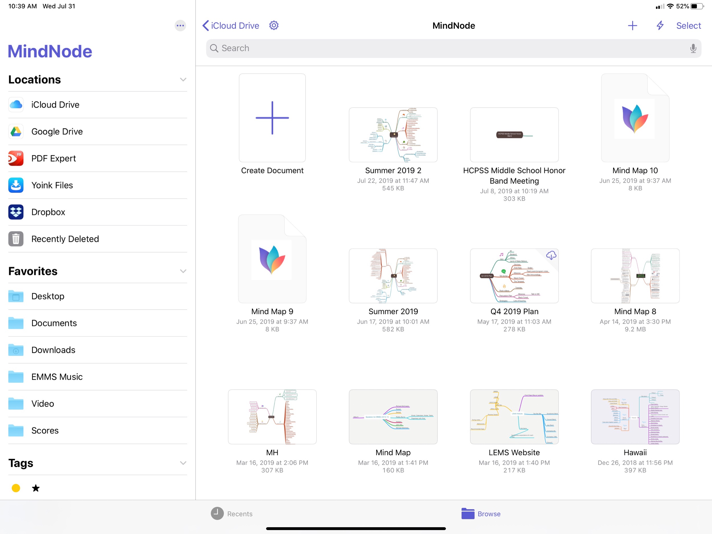 MindNode is an example of a third party app that uses the same Files interface as Apple’s own apps.