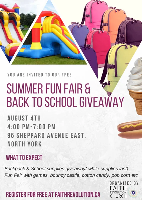 AUG 4 SUMMER FUN FAIR & BACK TO SCHOOL GIVEAWAY
