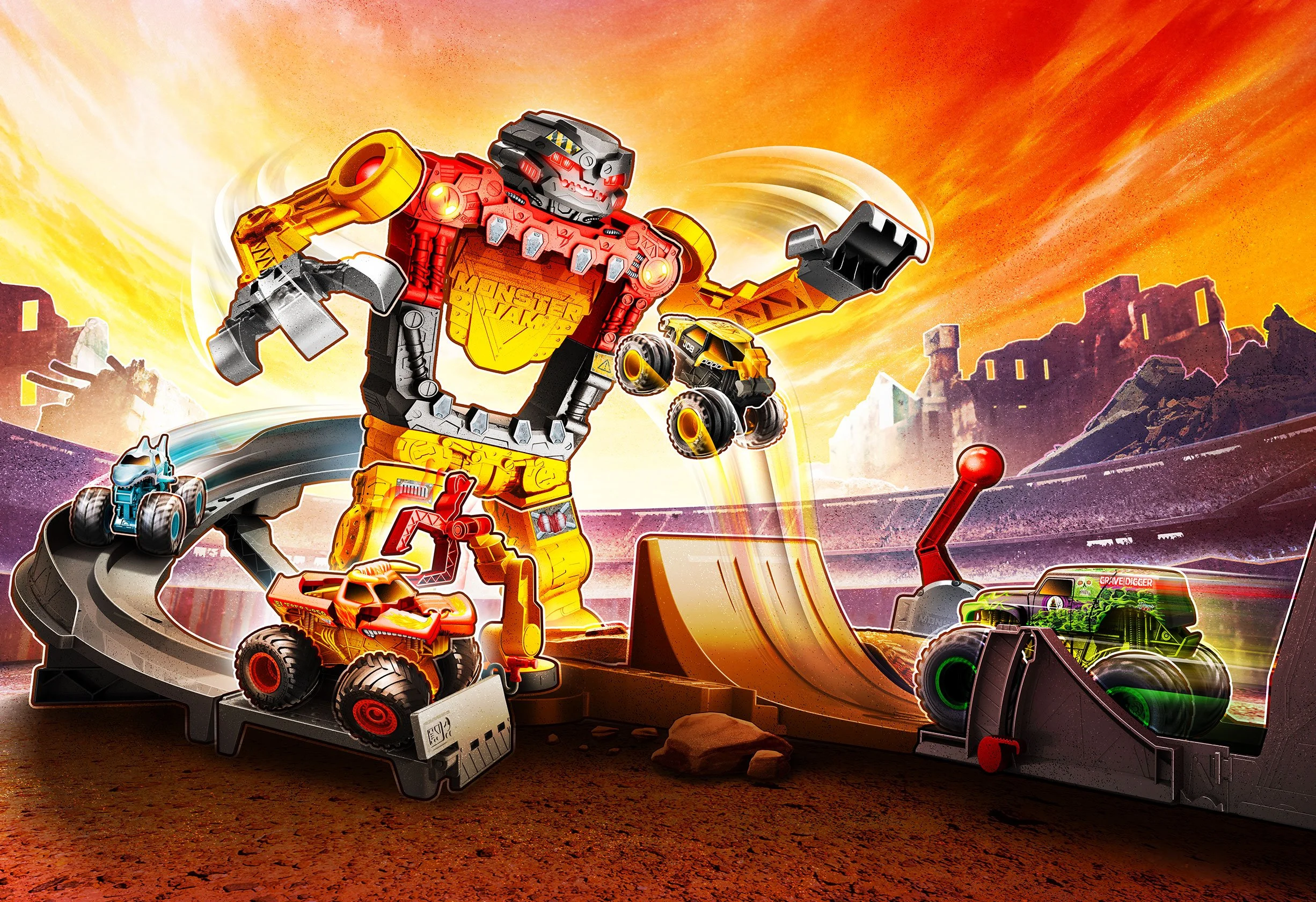 MONSTER JAM SMASH AND BASH SMASHBOT - PLAYSET