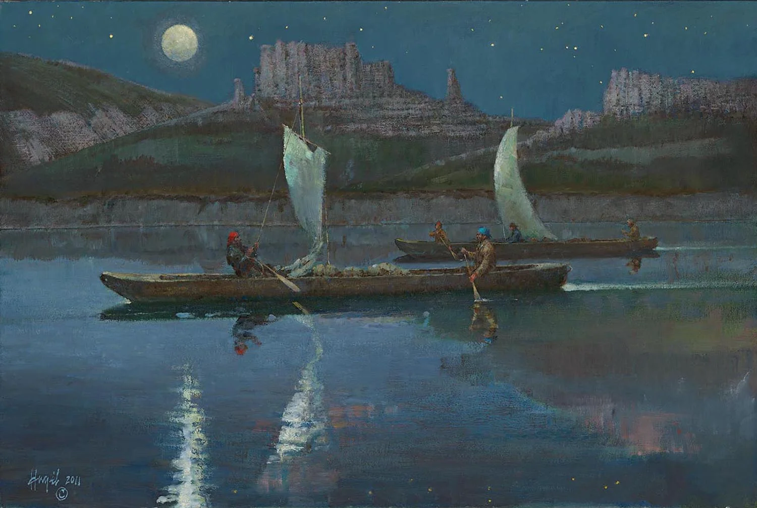Nocturne, White Cliffs of the Missouri, 1806 24 x 36, Oil