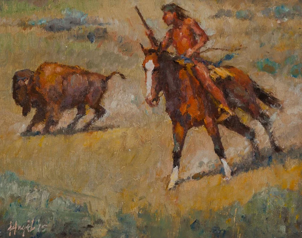 Buffalo Runner, 8 x 10, Oil