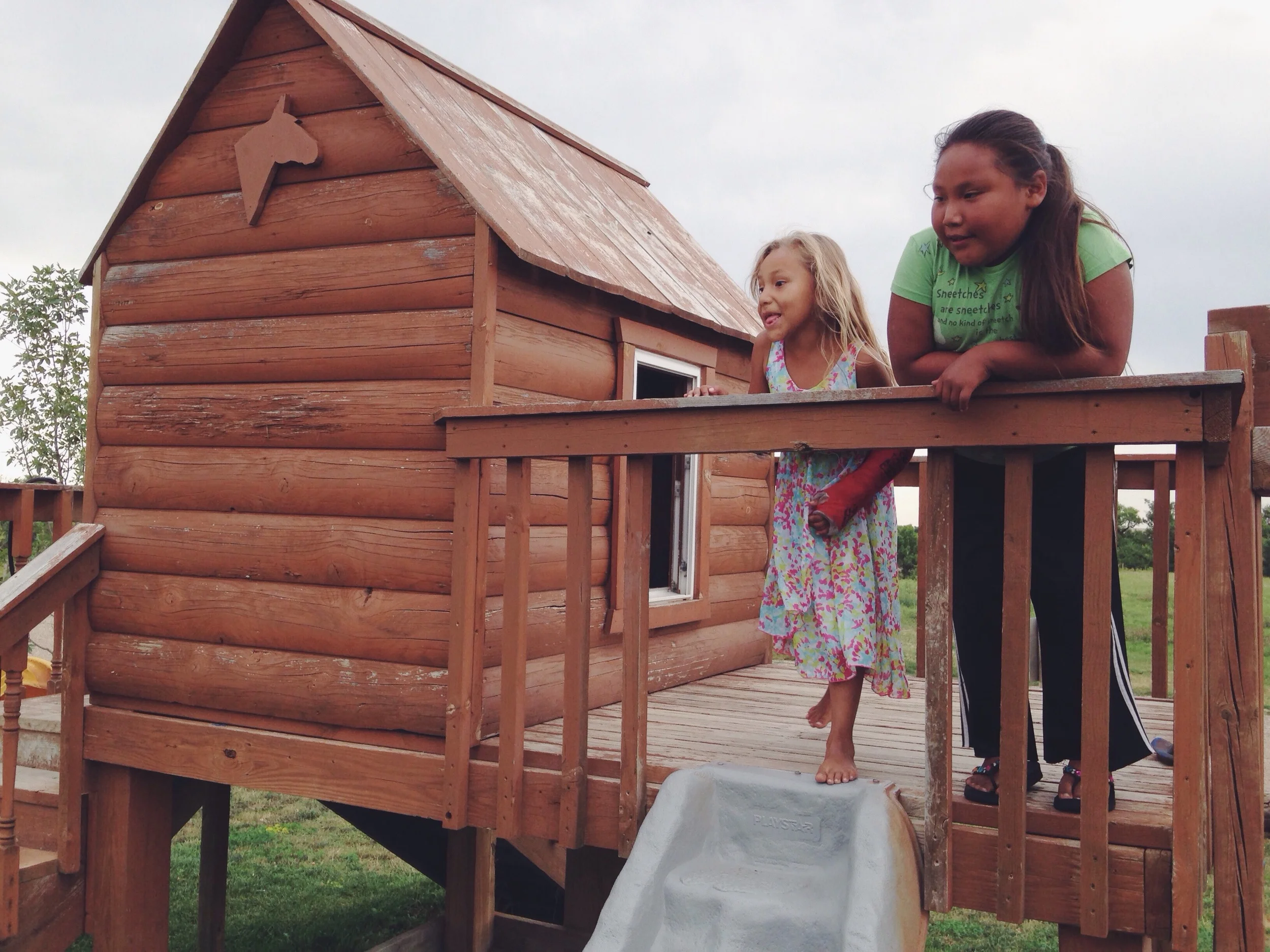 Sisters playing at the park