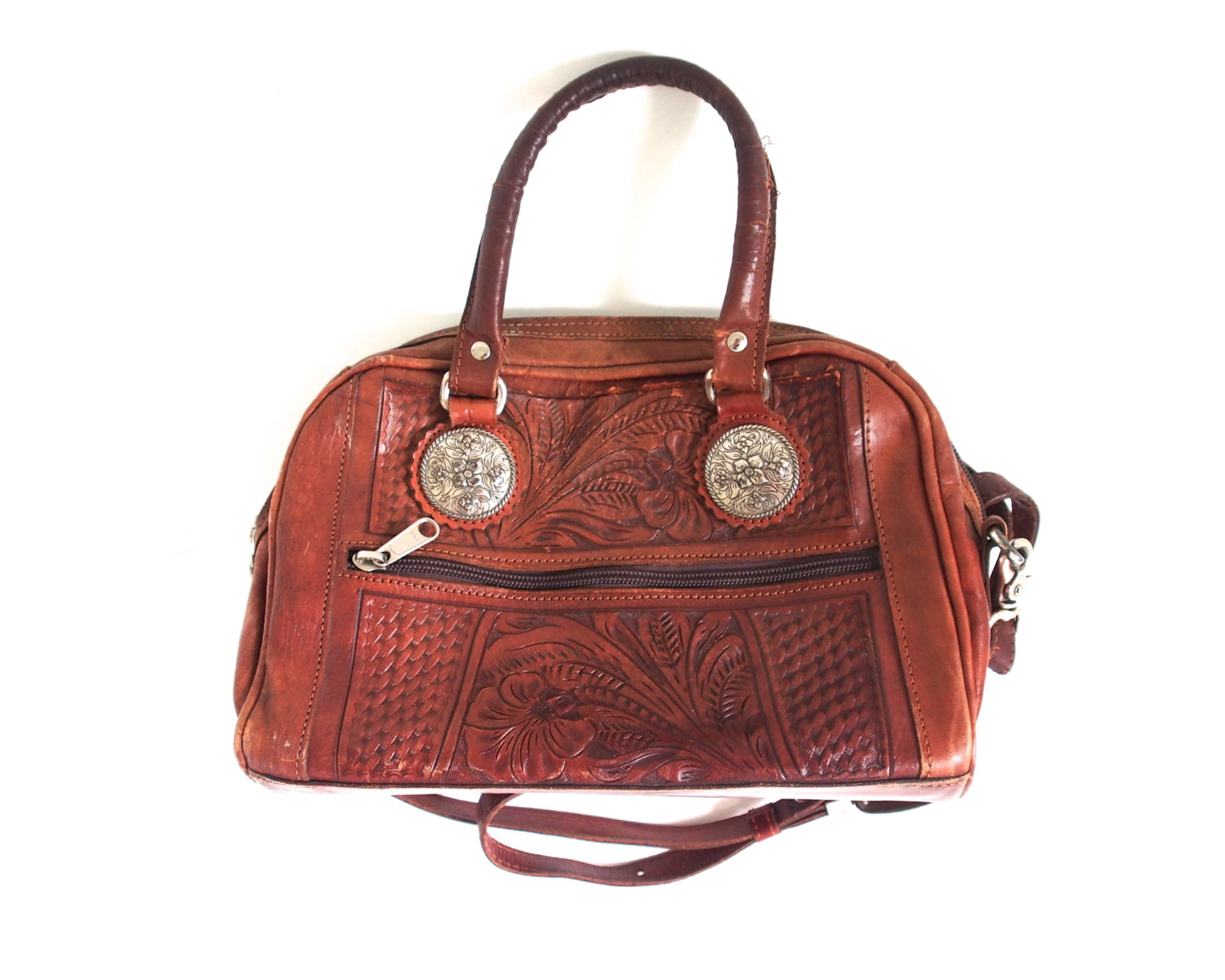 vintage tooled leather bag