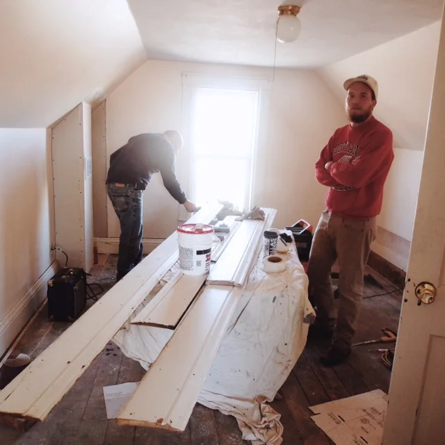The original base boards were sanded and repainted to keep some of the original character of the home.