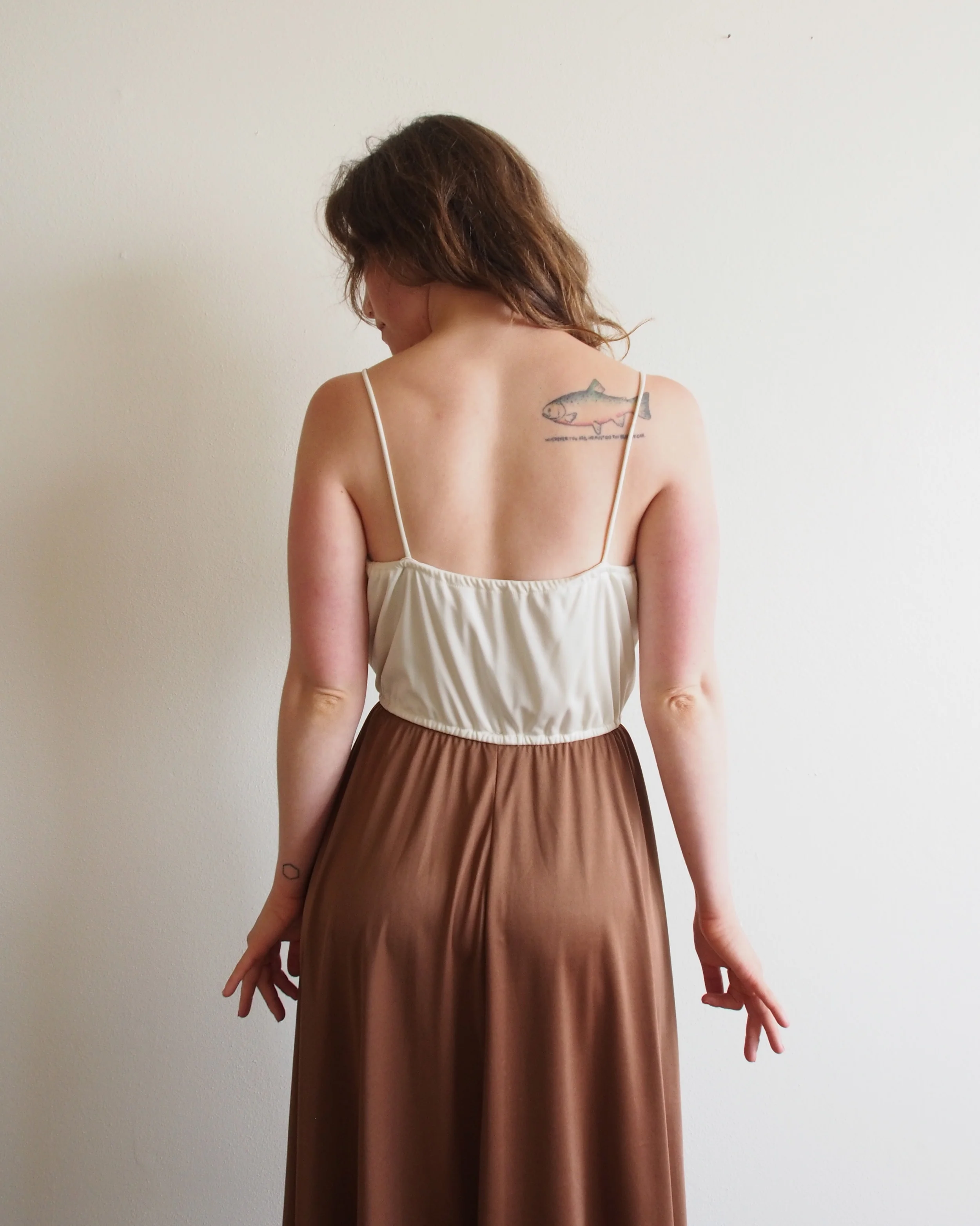 vintage color block slip dress