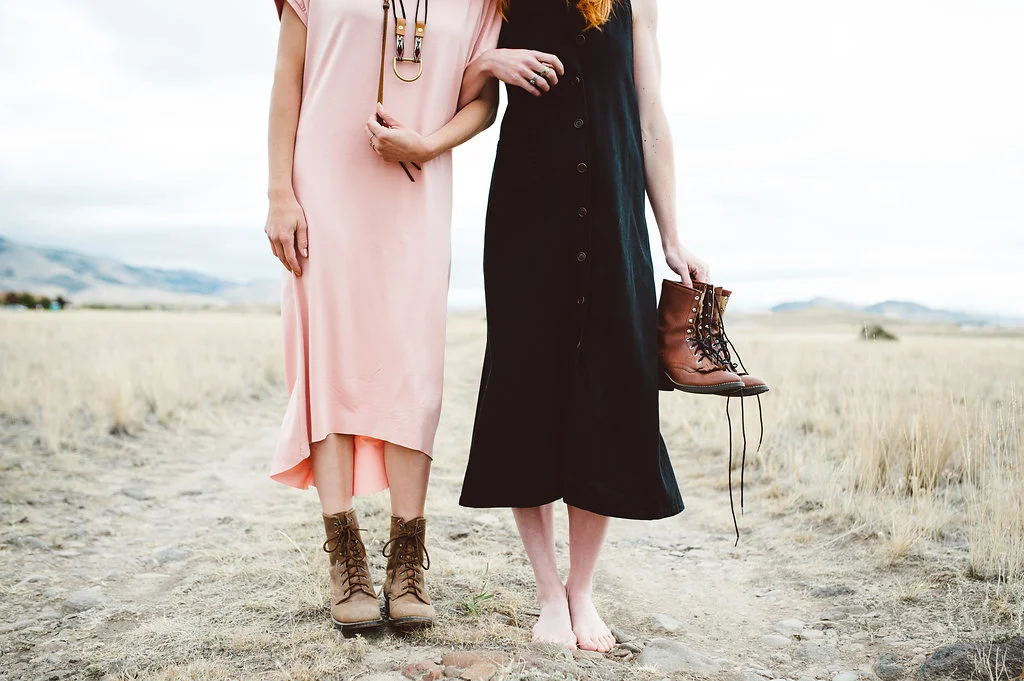 CORINNE rose slip dress + vintage Ralph T-back linen dress