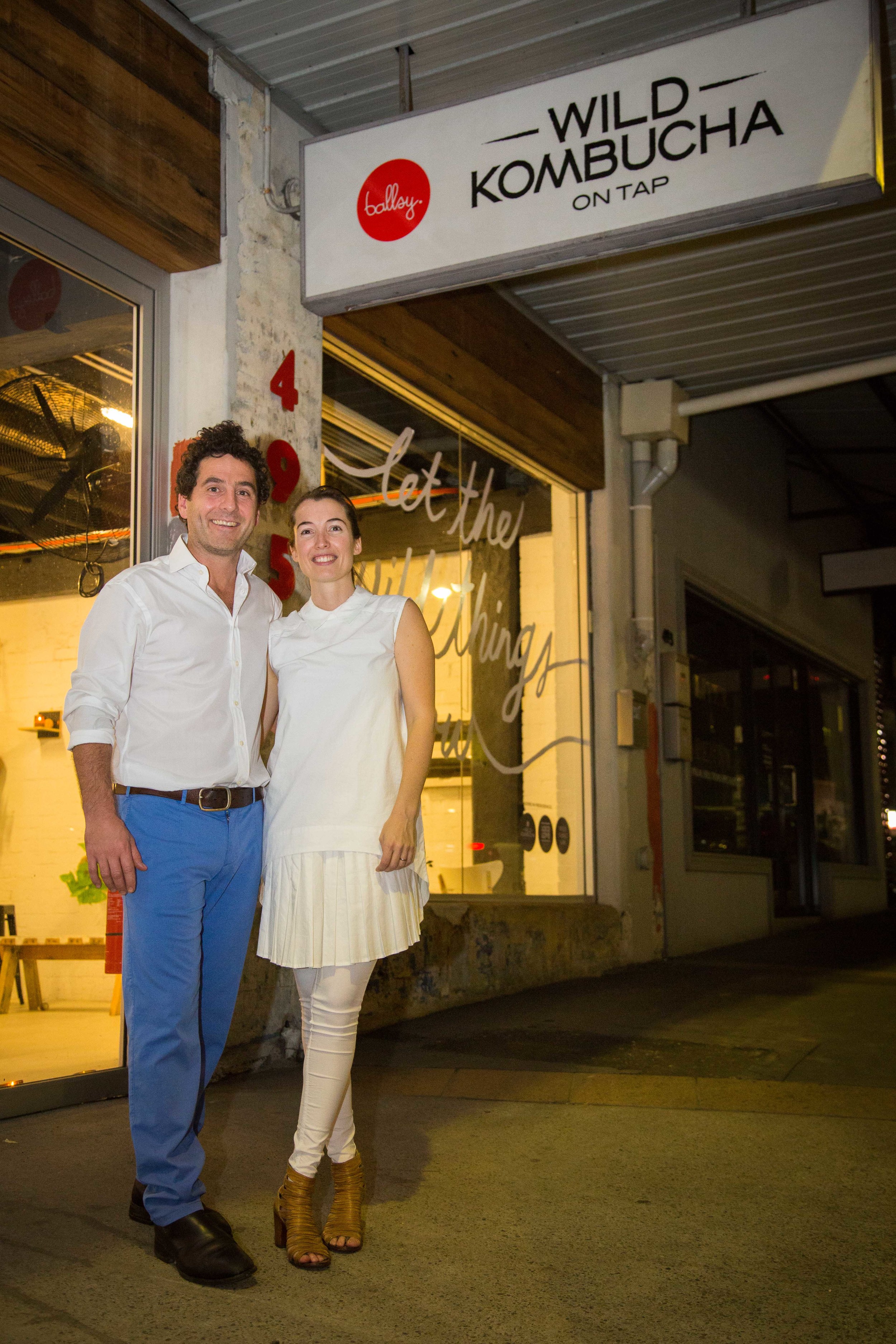 Matt and Lara outside the Kombucha Bar & Art-Food-Medicine Collaboratory in Leichhardt, Sydney