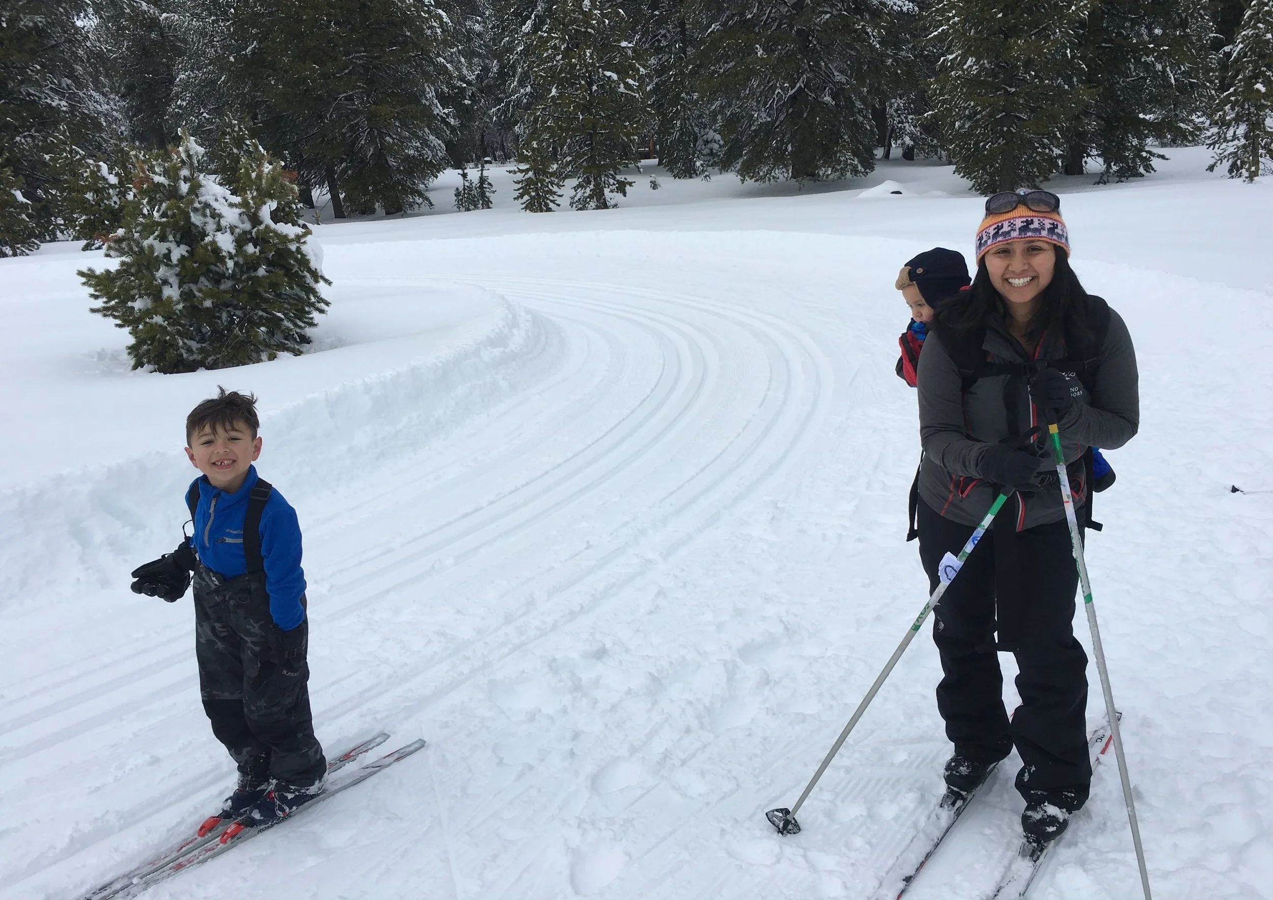Not sure if baby-wearing is appropriate in cross-country skiing! Everyone is still alive.