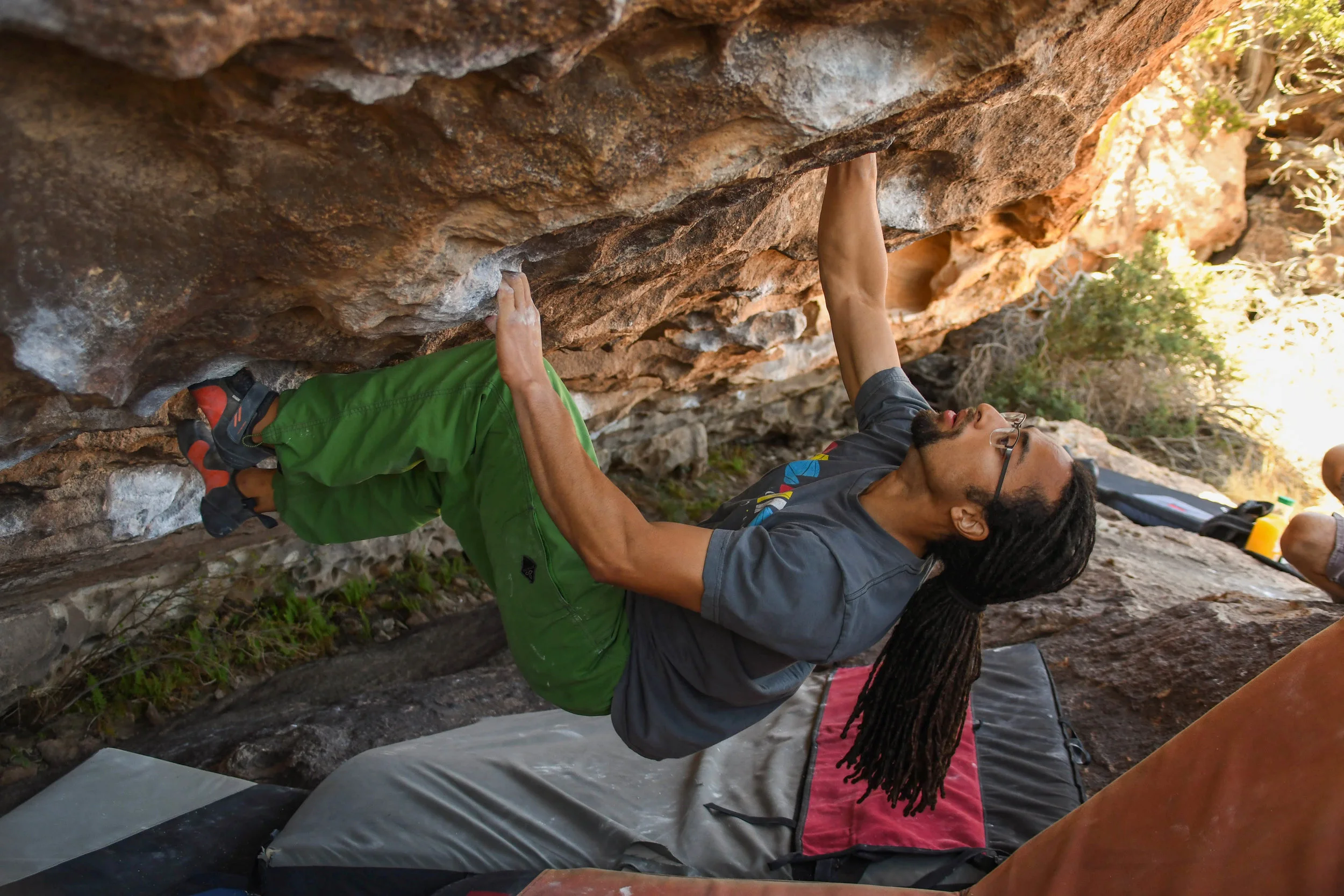 Brandon climbing "Between the Sheets"