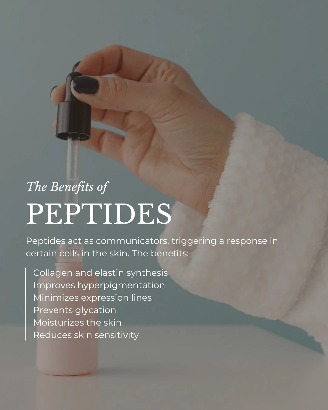 Peptides are having a moment, and for good reason!⁠
⁠
They&rsquo;re one of the most talked-about ingredients in skincare right now because they work with the skin, not against it.⁠
⁠
🗣️ Peptides act like messengers, helping &rarr; support collagen, 