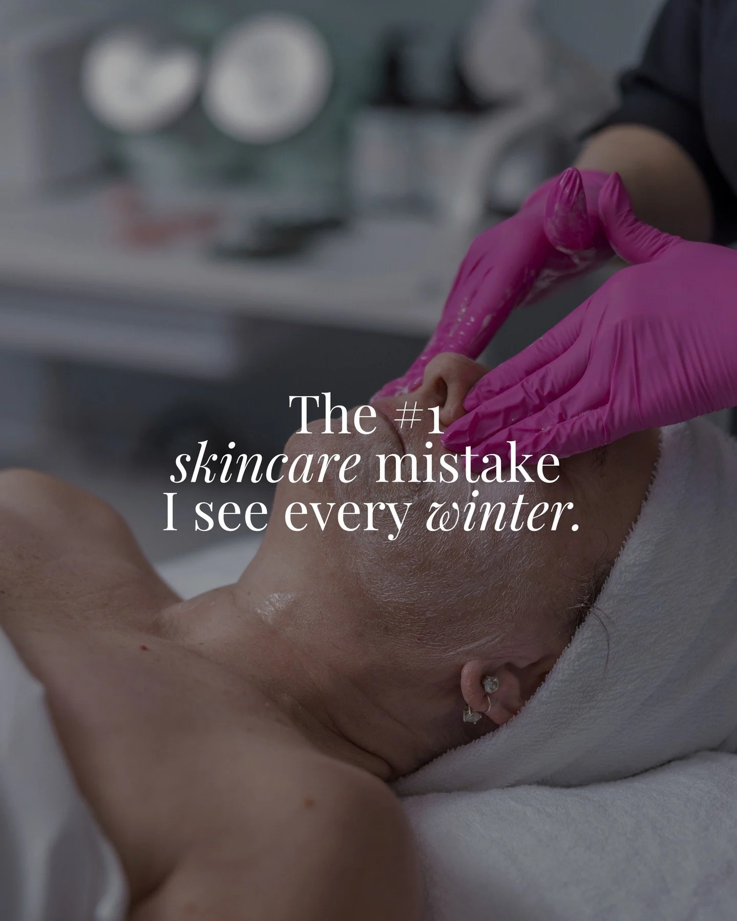 The biggest skin mistake I see every winter.❄️⁠
⁠
Over-exfoliating.⁠
⁠
Cold air, low humidity, and indoor heat already weaken your barrier. Adding too many acids or scrubs only leads to dryness, sensitivity, and inflammation.⁠
⁠
Opt for 1-2 times a w