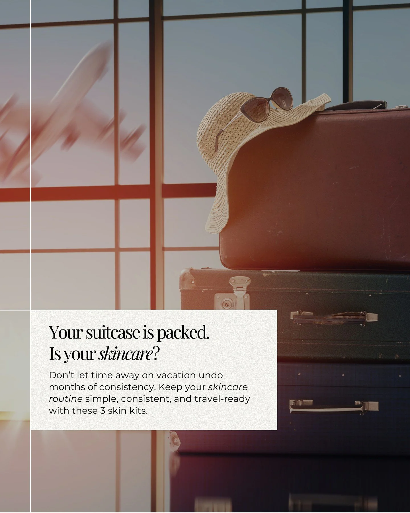 March Break is not a skincare break. 🌴⁠
⁠
Don&rsquo;t let a week away undo months of consistency. Keep your skincare routine simple, consistent, and travel-ready.⁠
⁠
I see it every year...⁠
⁠
Clients come home glowing from vacation&hellip; and their